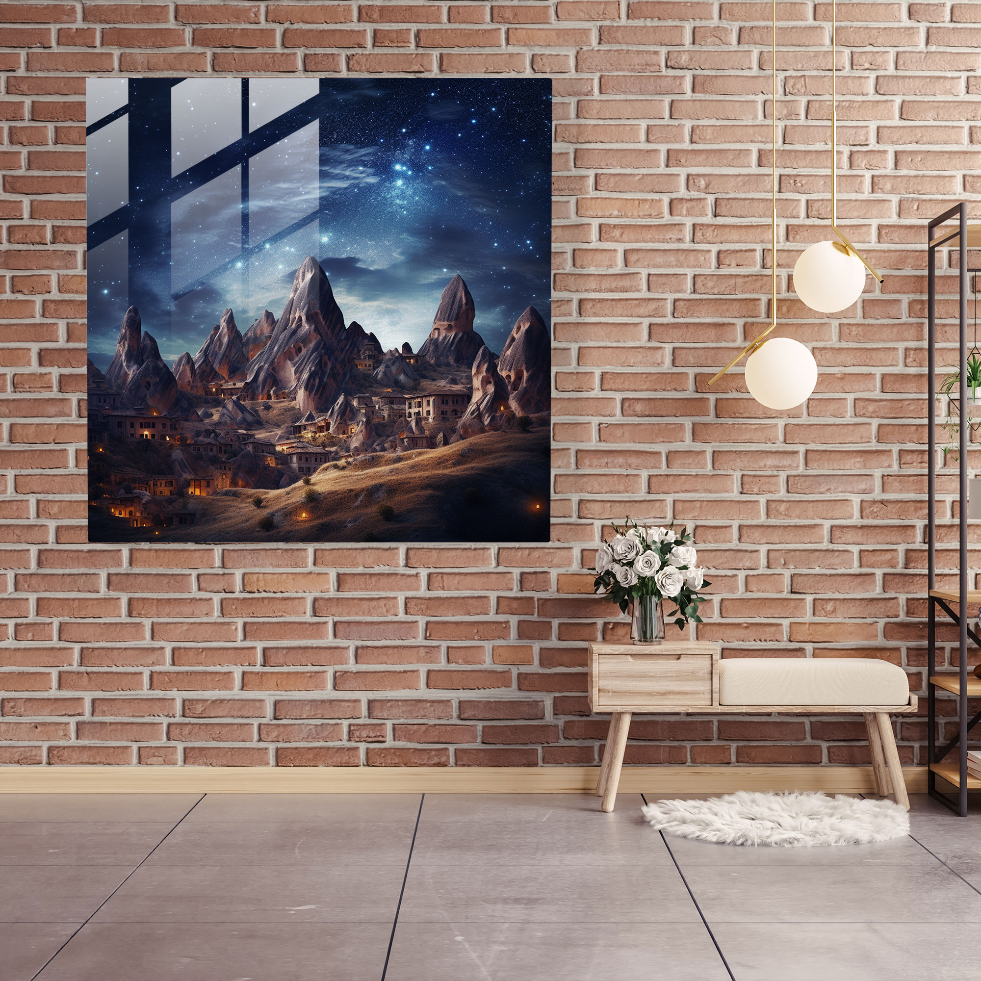 Celestial Wonder Glass Print - Enigmatic Cappadocia Glass Wall Art for Home Decoration