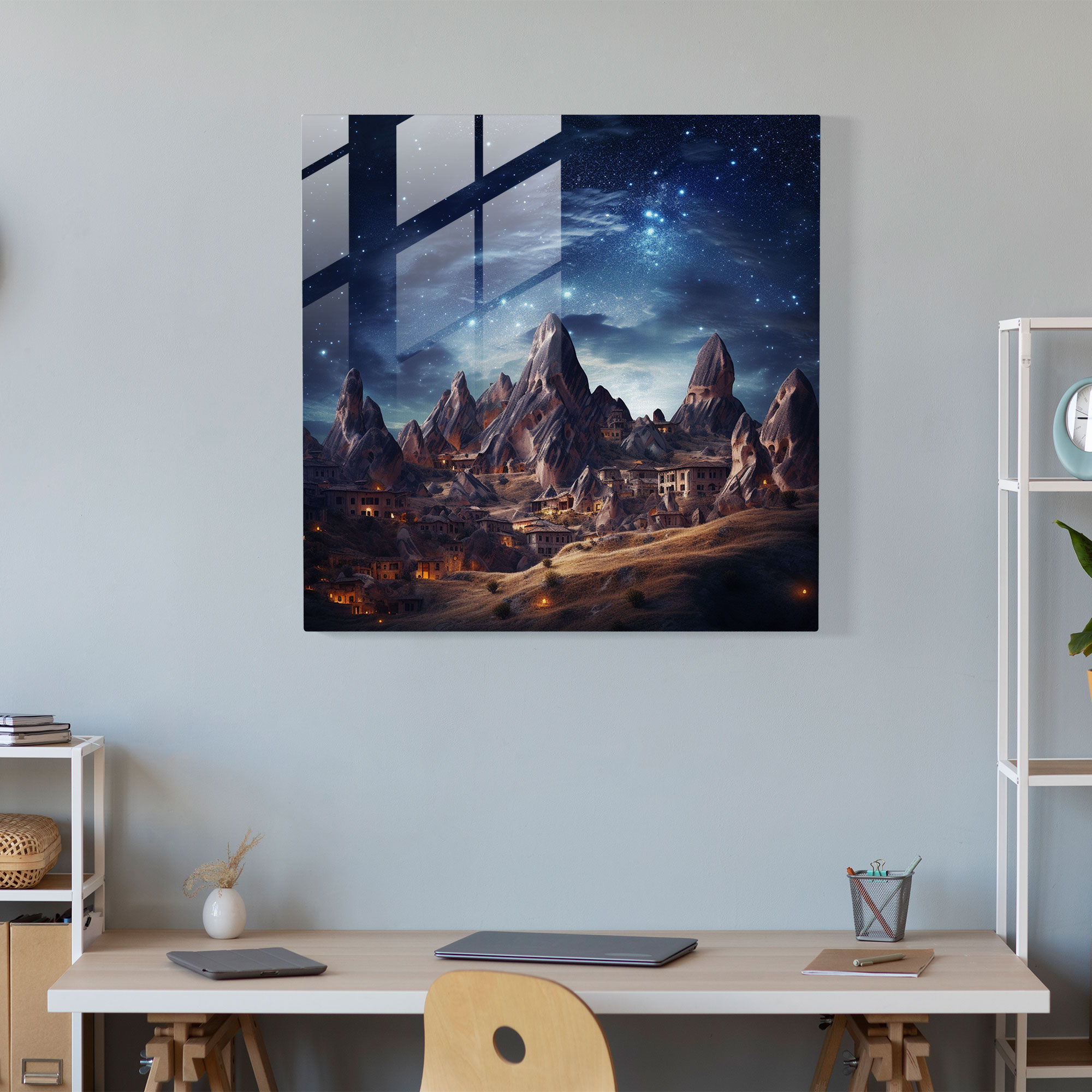 Celestial Wonder Glass Print - Enigmatic Cappadocia Glass Wall Art for Home Decoration