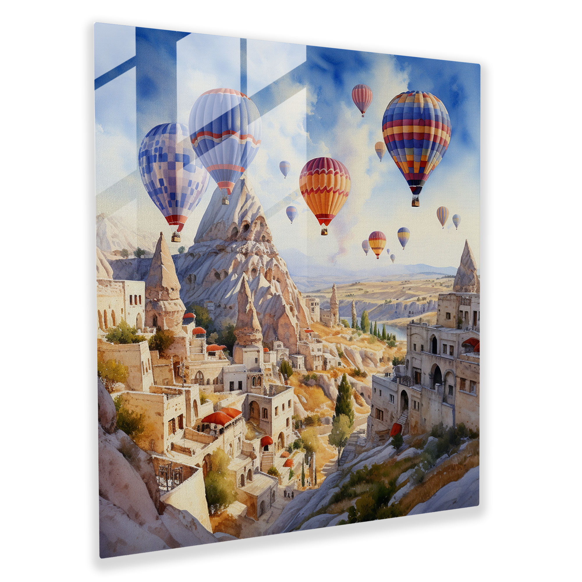Aerial Serenity Glass Print - Captivating Cappadocia Glass Wall Art for Home Decoration