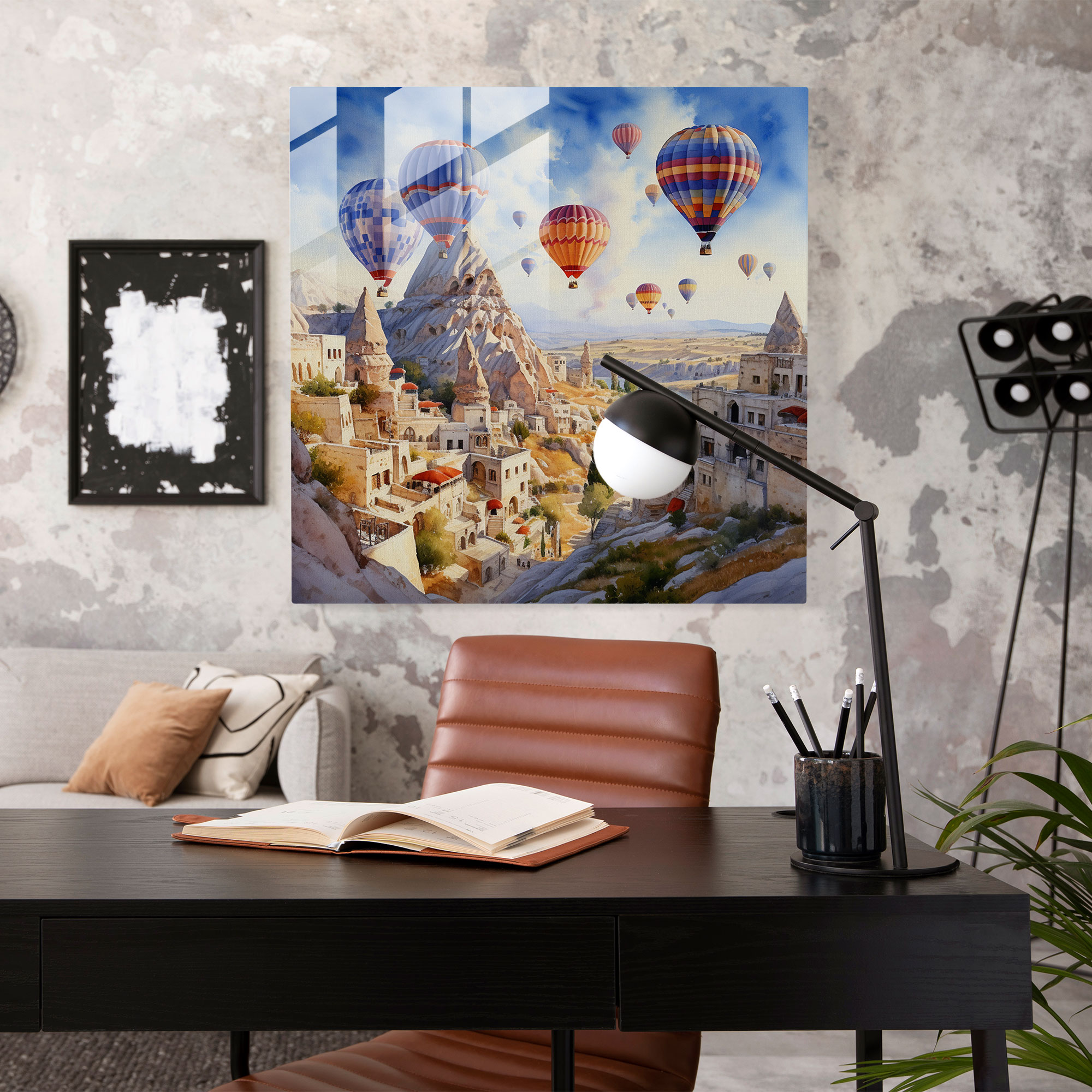 Aerial Serenity Glass Print - Captivating Cappadocia Glass Wall Art for Home Decoration