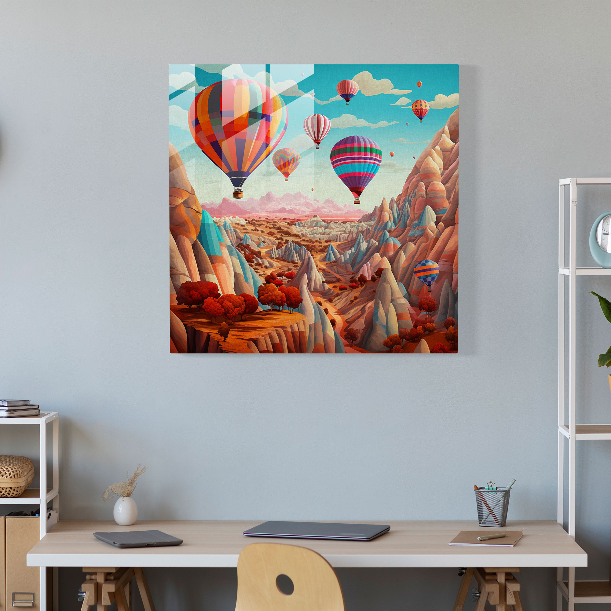 Color Fusion Glass Print - Dynamic Cappadocia Glass Wall Art for Home Decoration