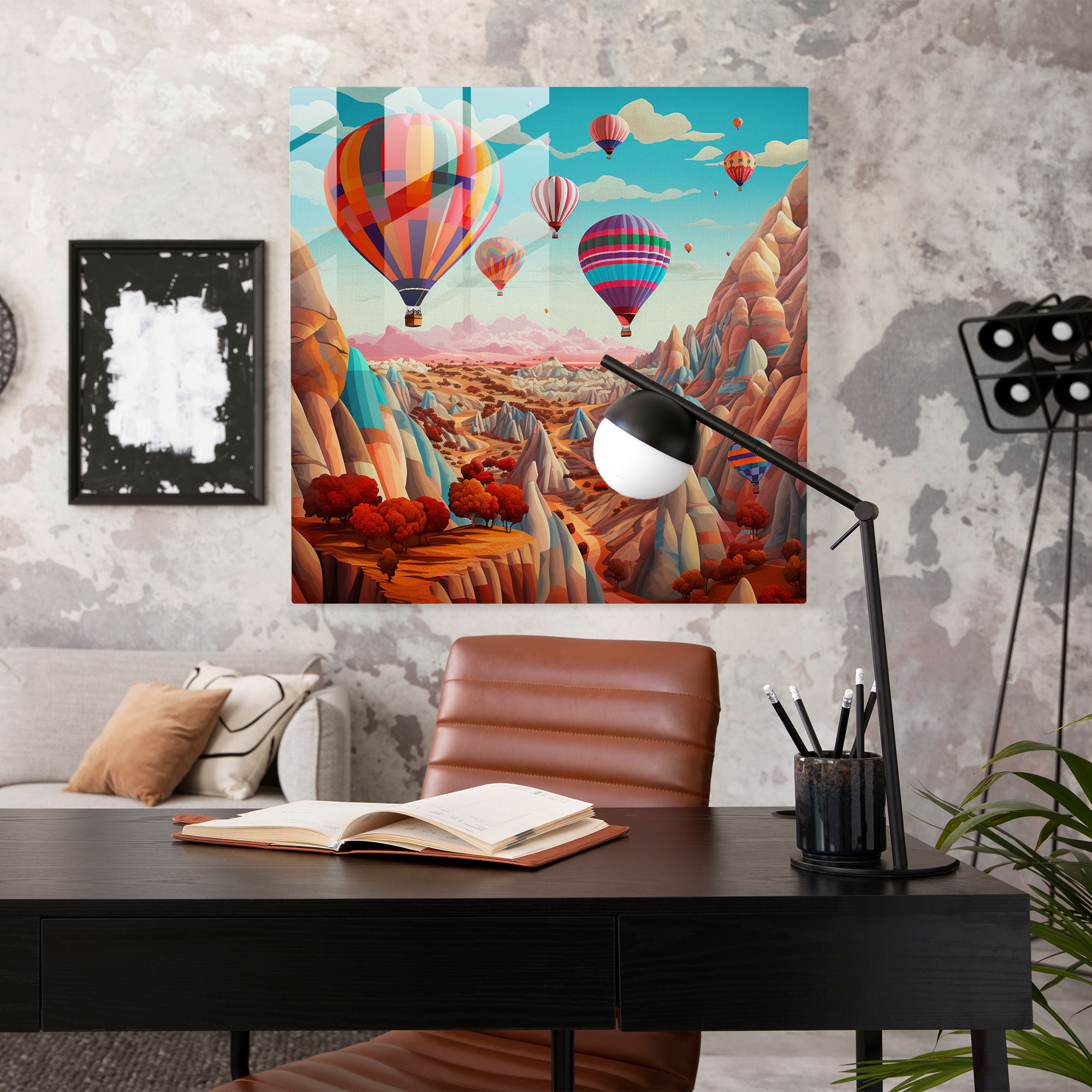Color Fusion Glass Print - Dynamic Cappadocia Glass Wall Art for Home Decoration