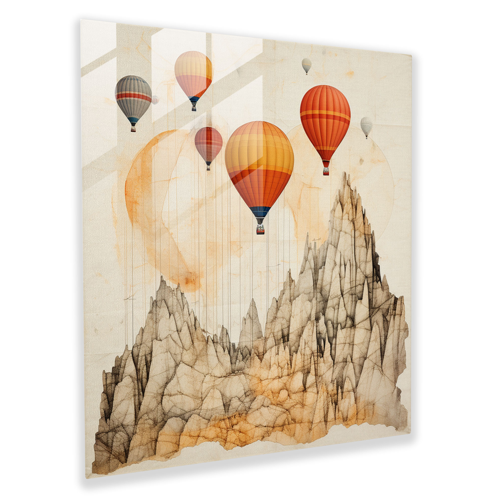 Abstract Fusion Glass Print - Minimalist Cappadocia Glass Wall Art for Home Decoration