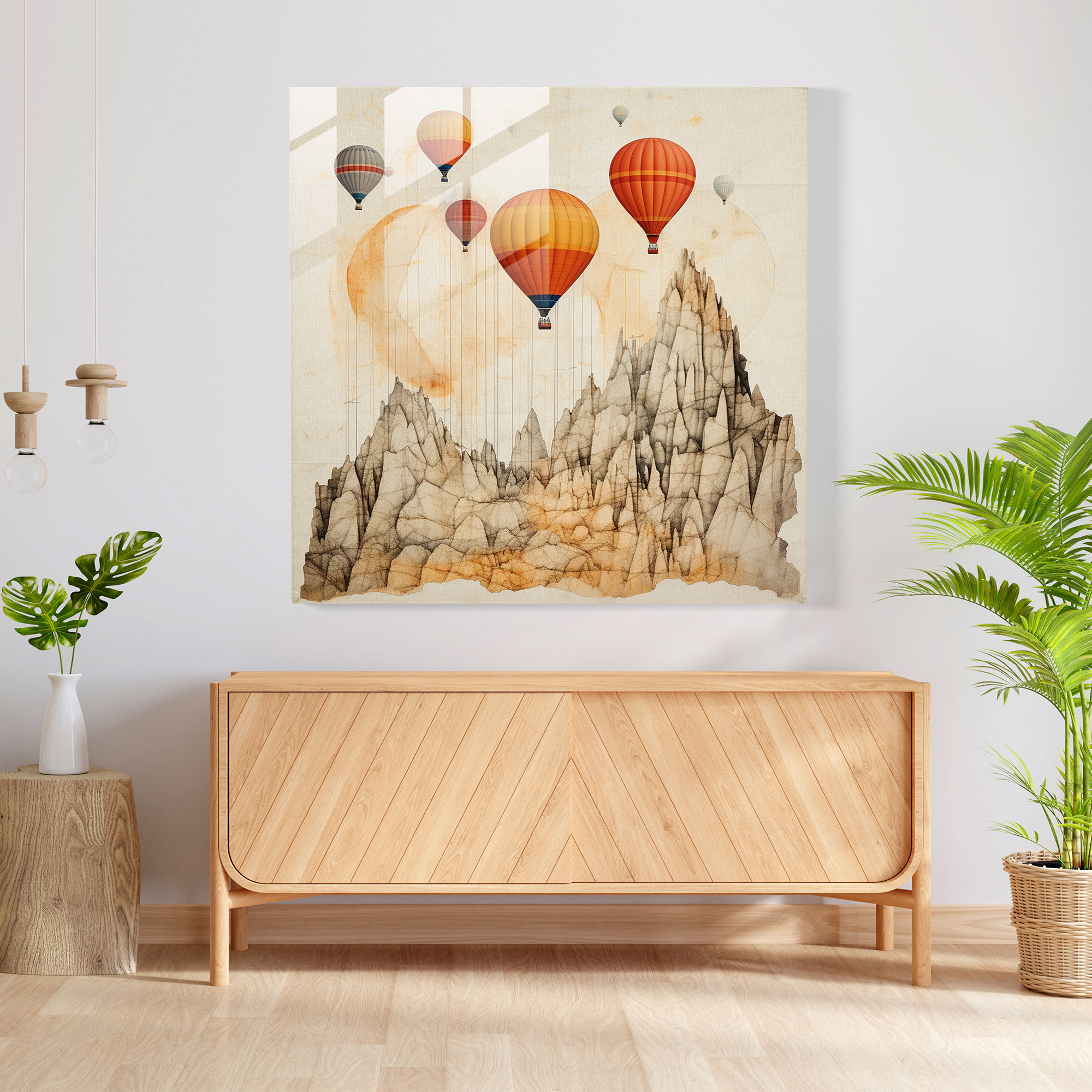 Abstract Fusion Glass Print - Minimalist Cappadocia Glass Wall Art for Home Decoration