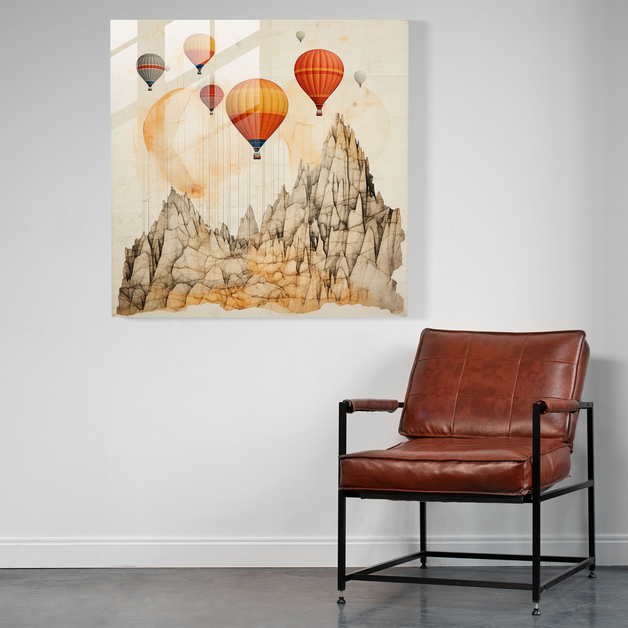Abstract Fusion Glass Print - Minimalist Cappadocia Glass Wall Art for Home Decoration
