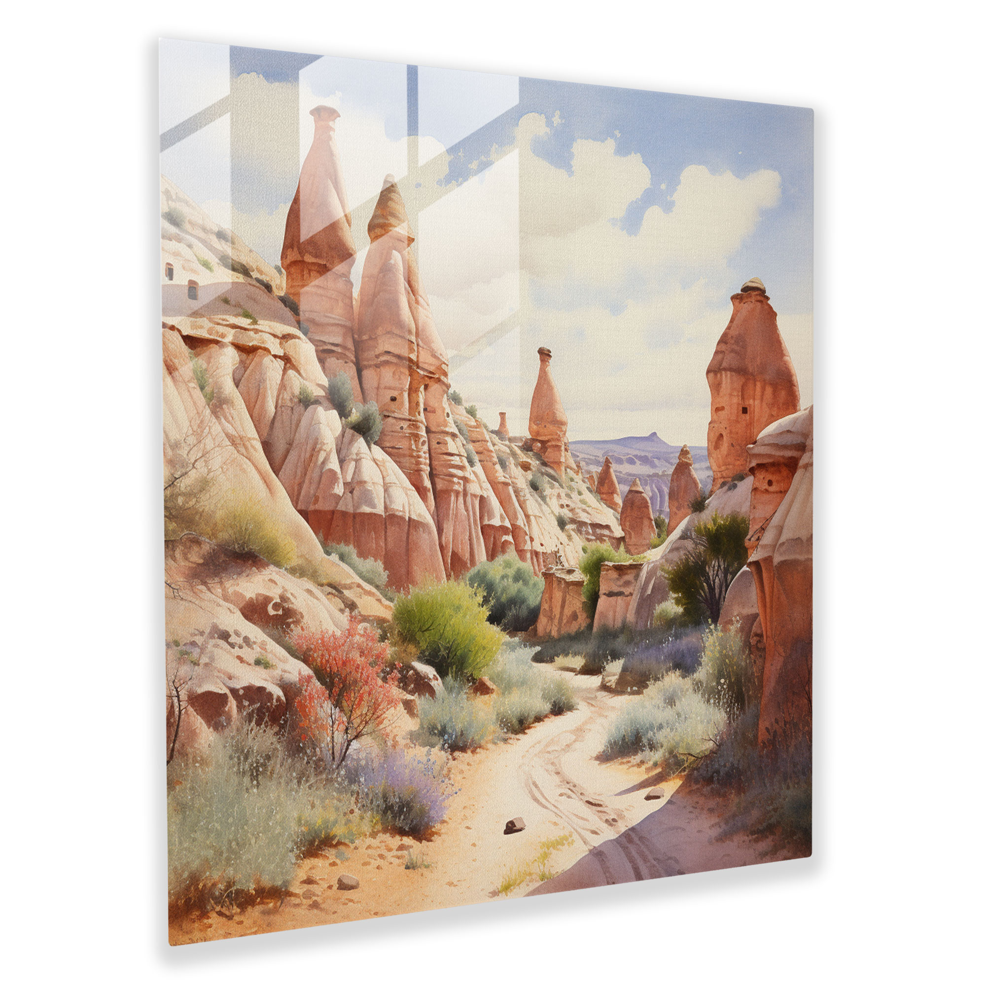 Breathtaking Impressionistic Glass Prints - Cappadocia's Fairy Chimneys in Pastel Shades - Modern Wall Decoration and Home Decor - Glass Wall Art