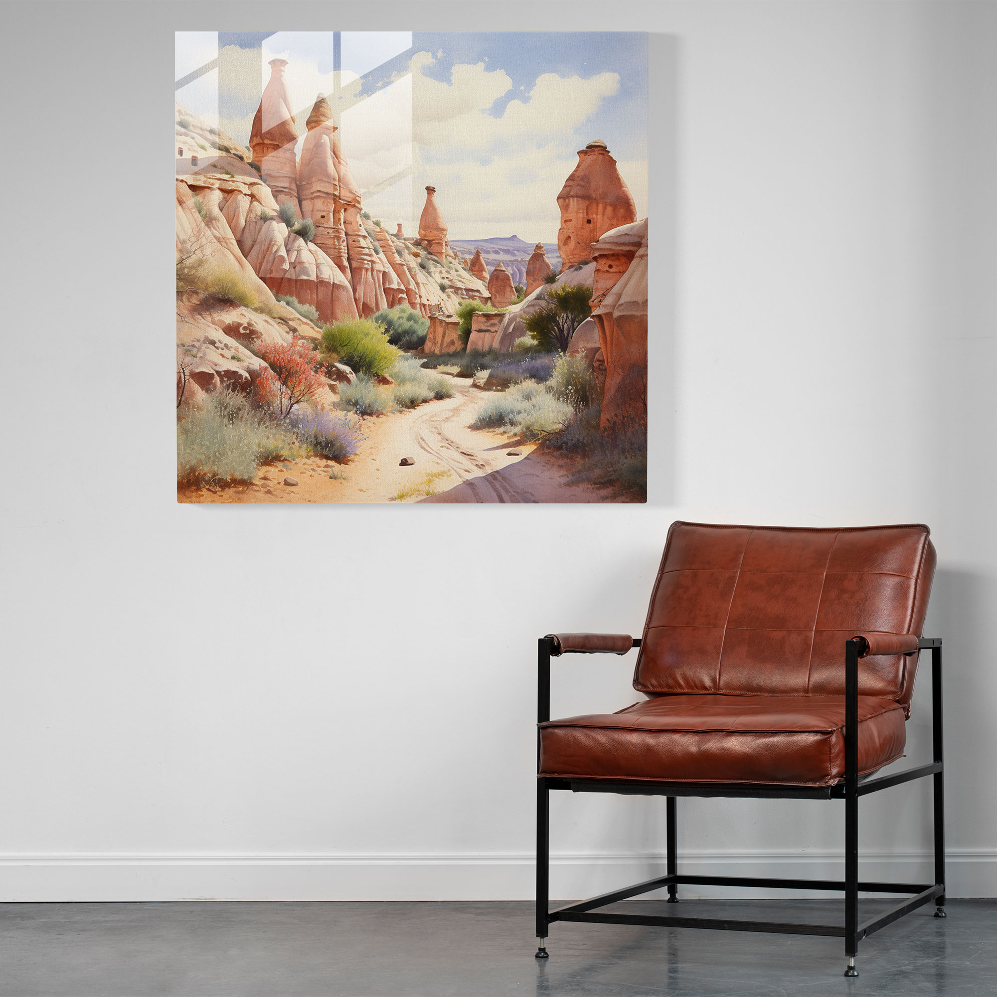 Breathtaking Impressionistic Glass Prints - Cappadocia's Fairy Chimneys in Pastel Shades - Modern Wall Decoration and Home Decor - Glass Wall Art