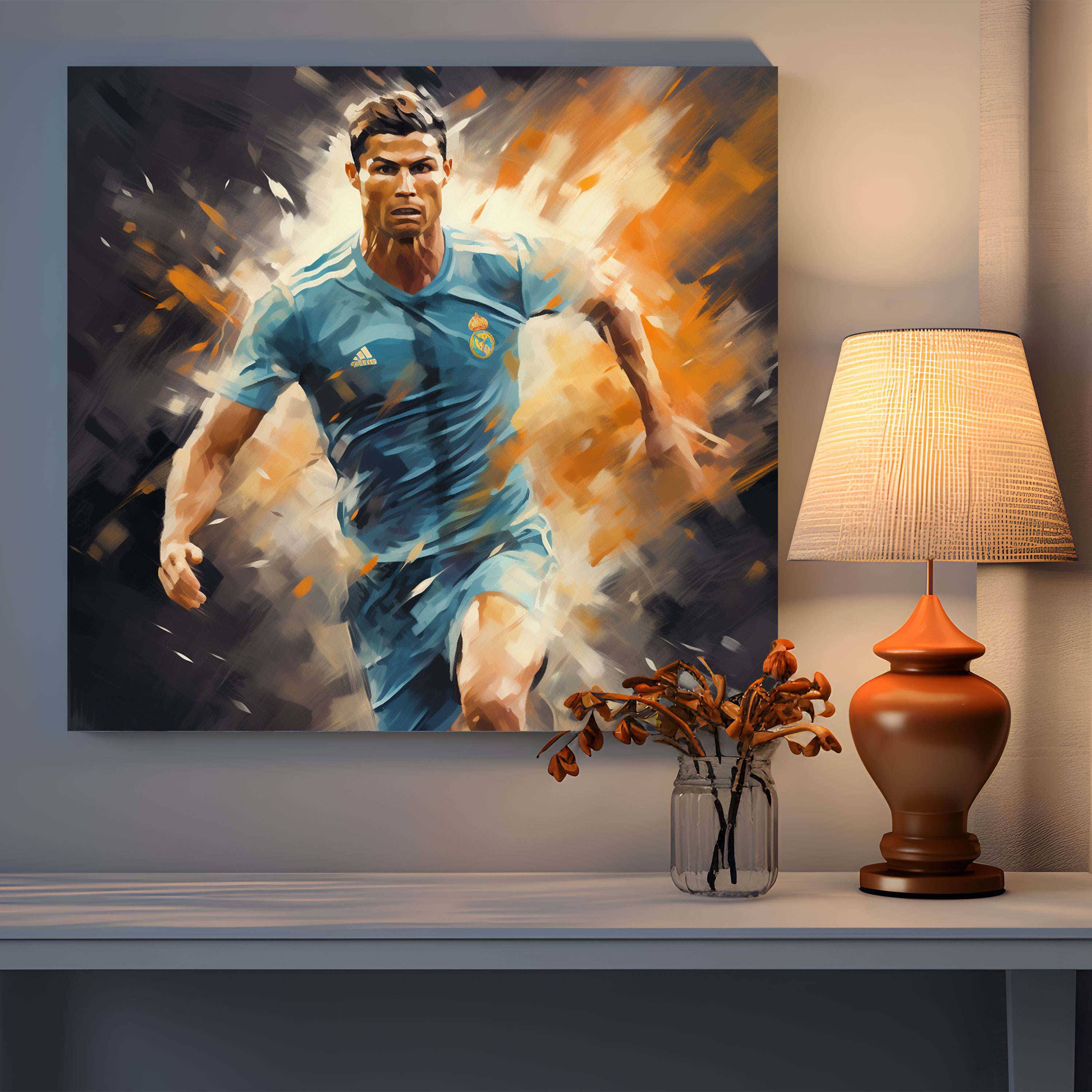 Cristiano Ronaldo Tablo Dekorasyonu - Cristiano Ronaldo İzlenimci Resim Canlı Fırça Darbeleri