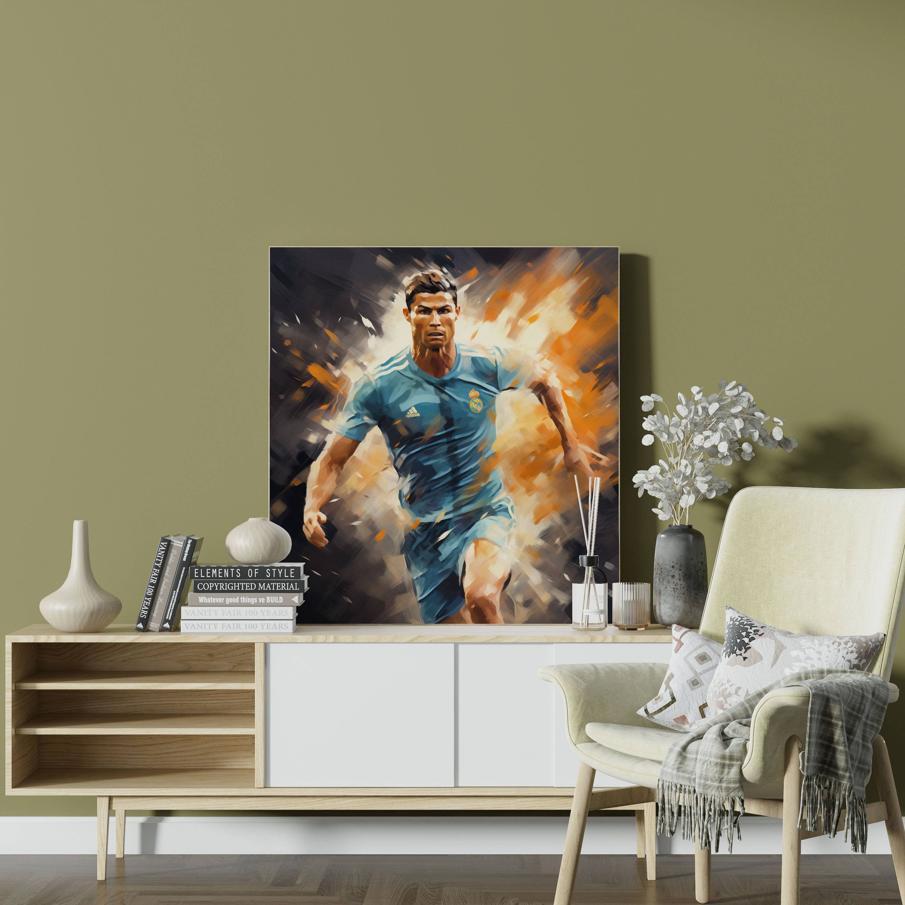 Cristiano Ronaldo Tablo Dekorasyonu - Cristiano Ronaldo İzlenimci Resim Canlı Fırça Darbeleri