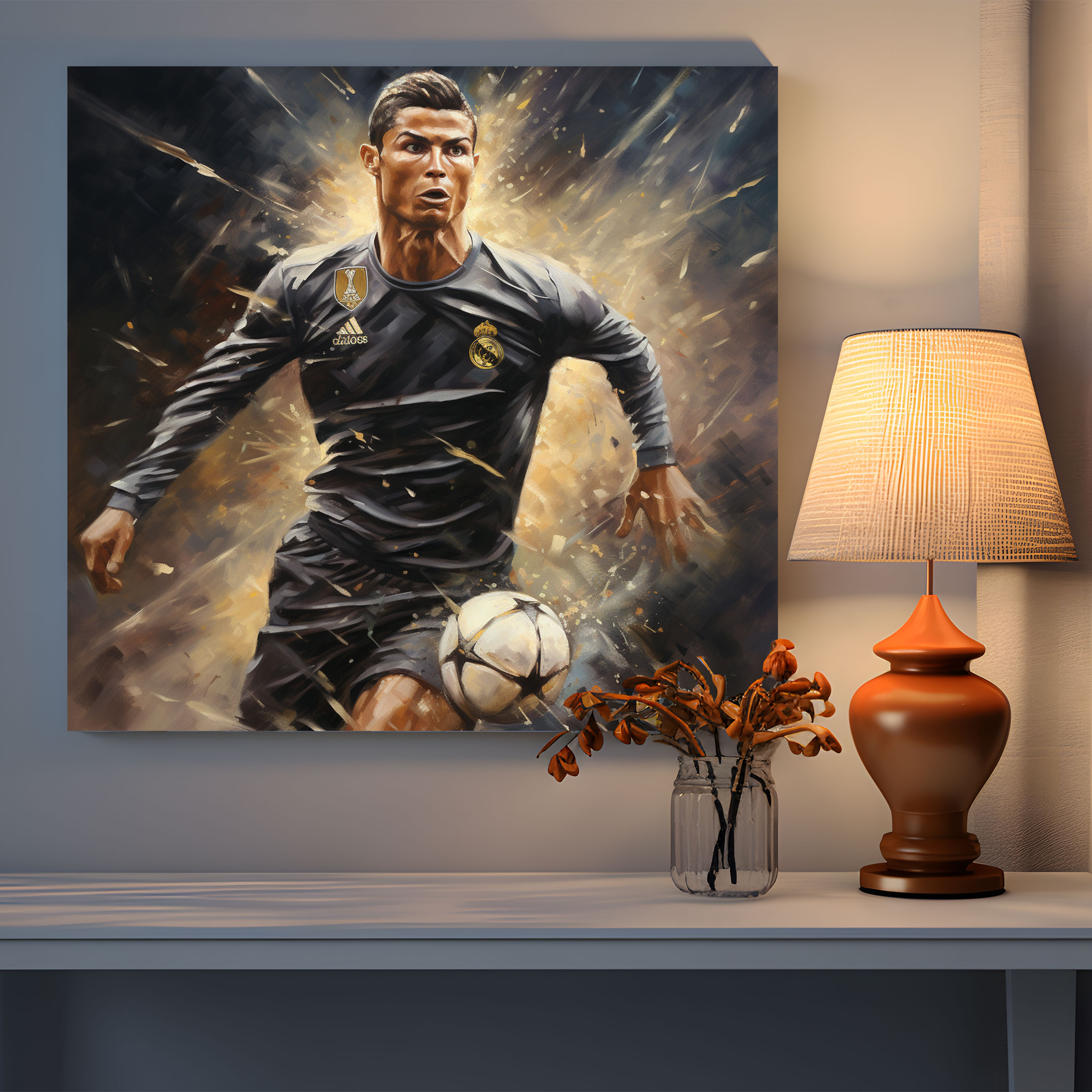 Cristiano Ronaldo Duvar Sanatı - Gerçekçi Yağlı Boyama - Ev Dekorasyonu Kanvas Tablo Duvar Dekorasyonu