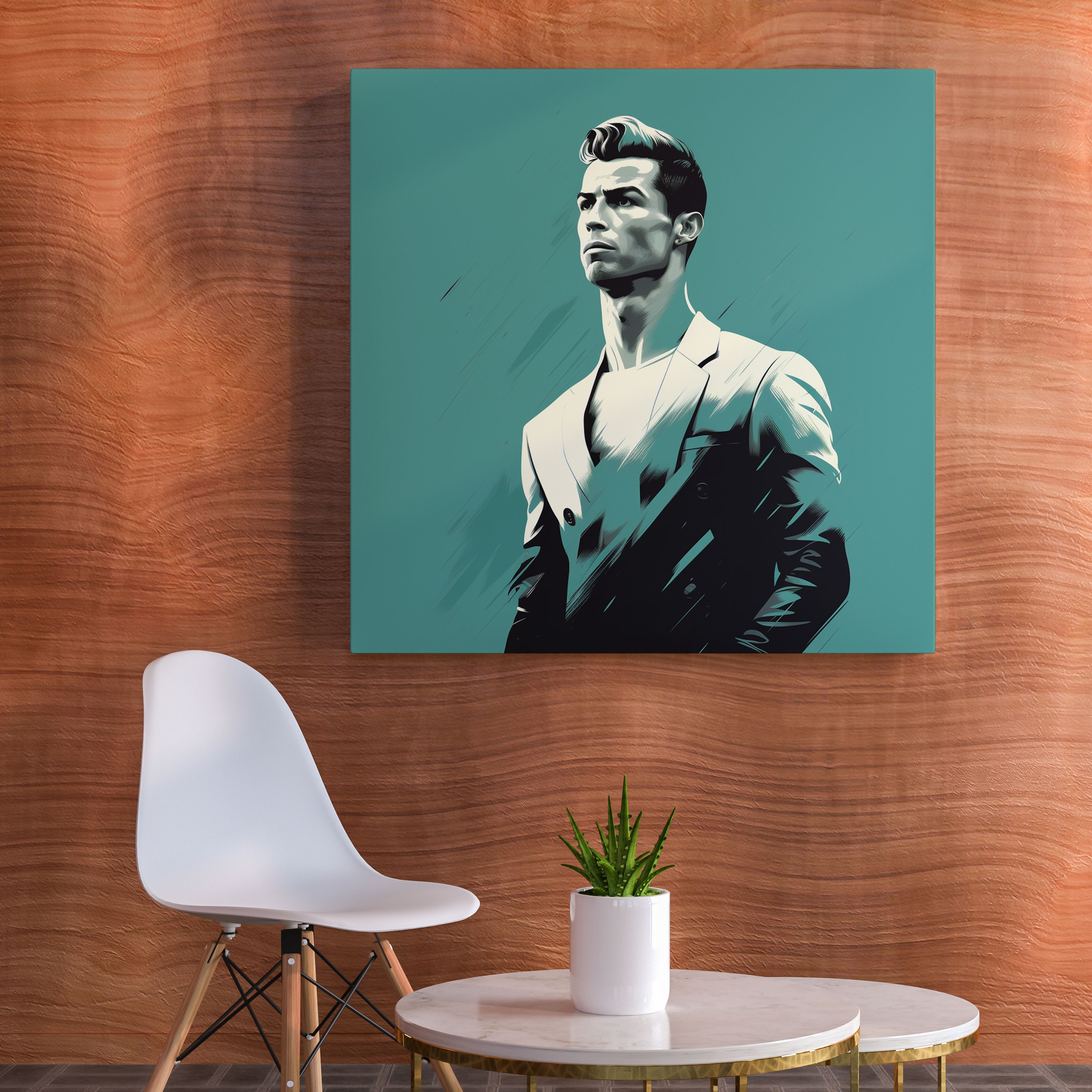 Cristiano Ronaldo Wall Art - Minimalist Illustration - Cristiano Ronaldo, Clean Lines, Wall Decoration, Monochromatic Color Scheme