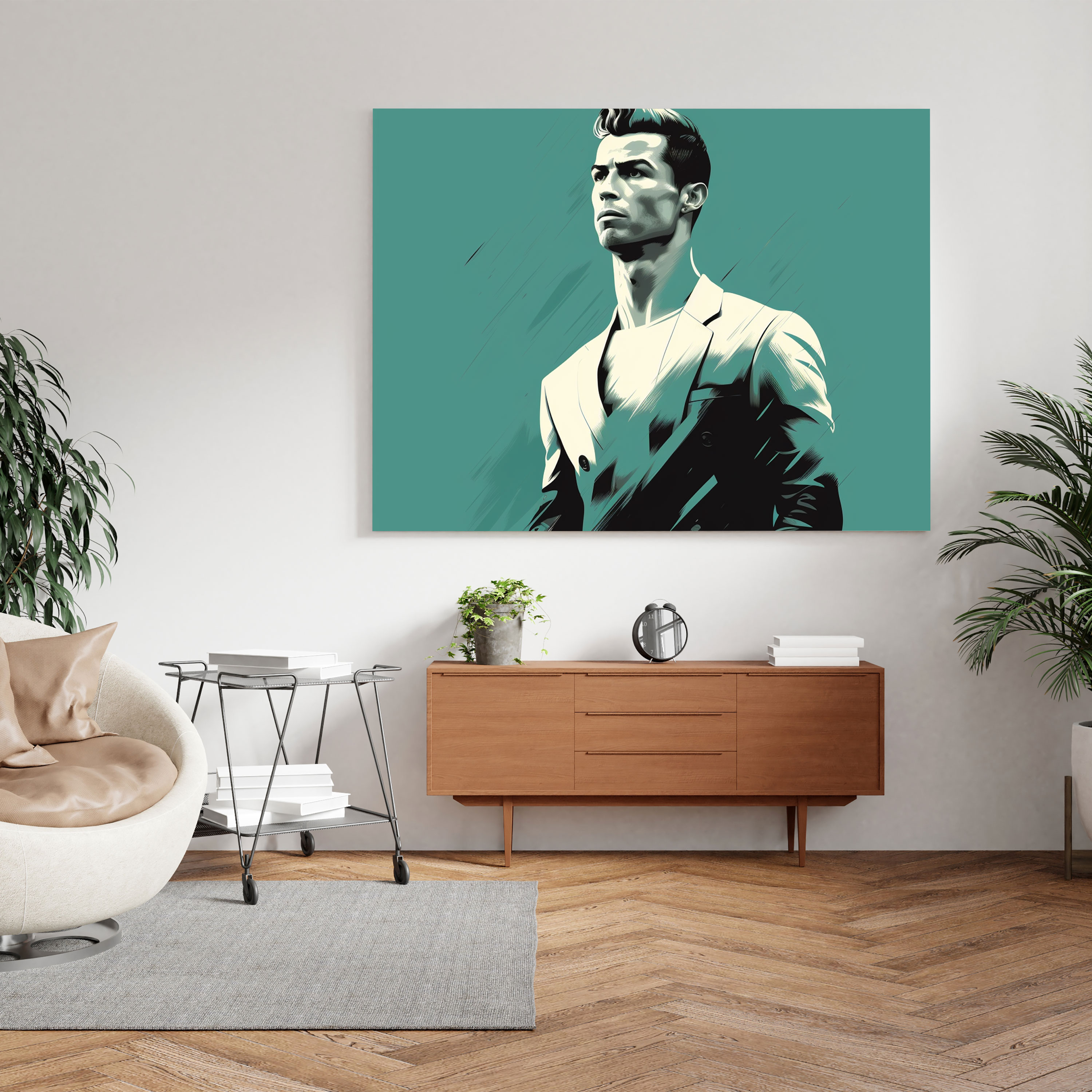 Cristiano Ronaldo Wall Art - Minimalist Illustration - Cristiano Ronaldo, Clean Lines, Wall Decoration, Monochromatic Color Scheme