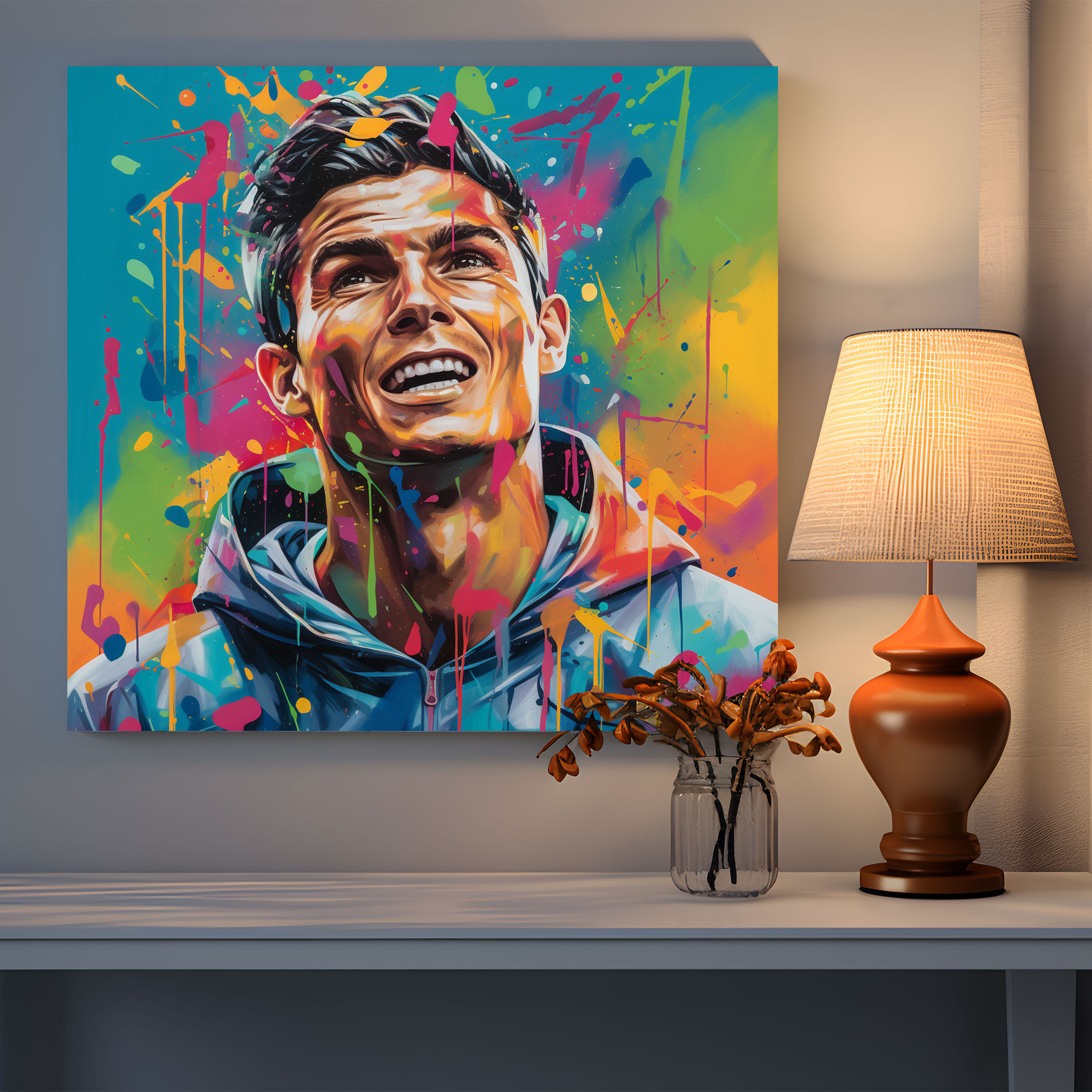 Cristiano Ronaldo Canvas Print - Graffiti-Inspired Artwork - Cristiano Ronaldo, Urban Aesthetics, Energy, Vibrant Spray Paint