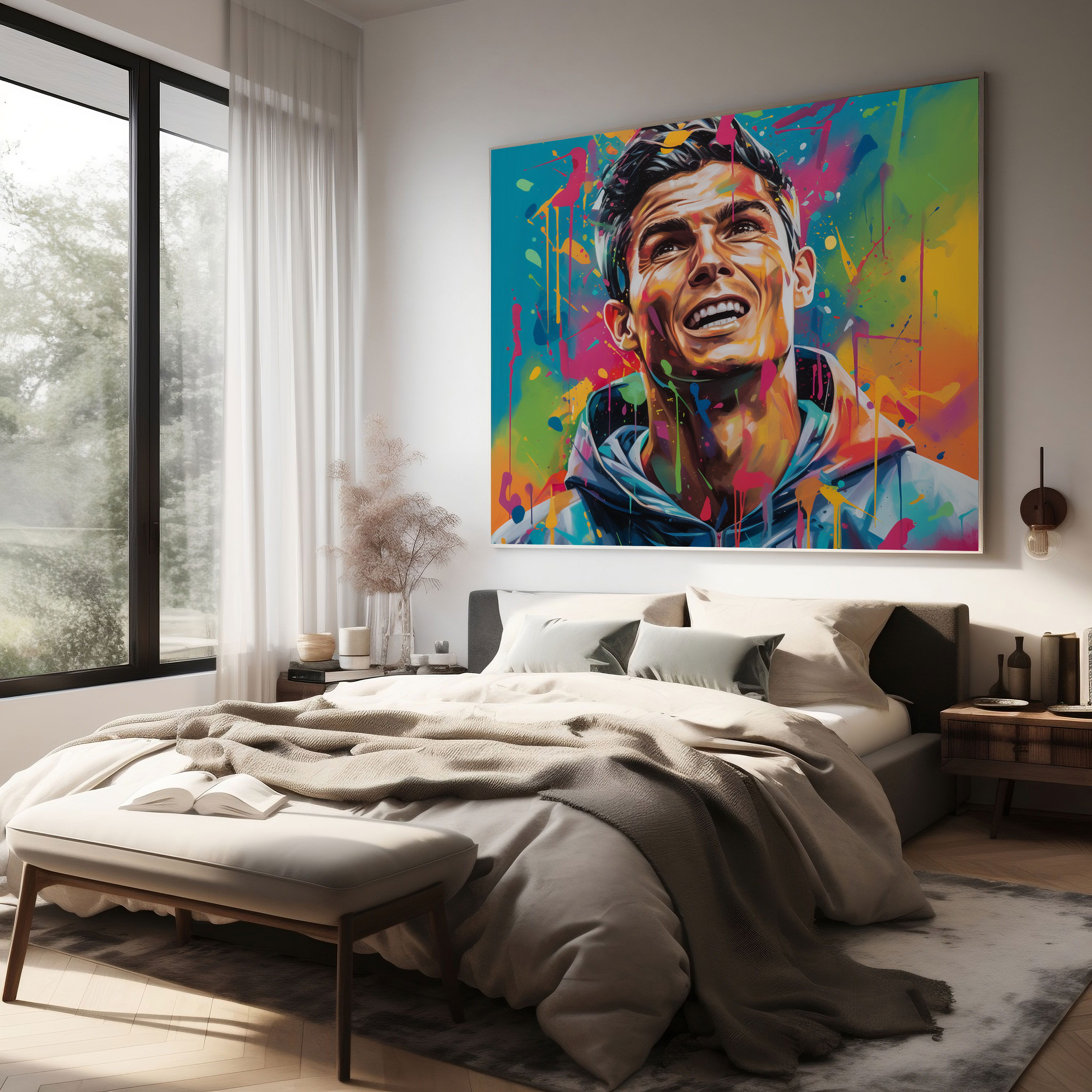 Cristiano Ronaldo Canvas Print - Graffiti-Inspired Artwork - Cristiano Ronaldo, Urban Aesthetics, Energy, Vibrant Spray Paint