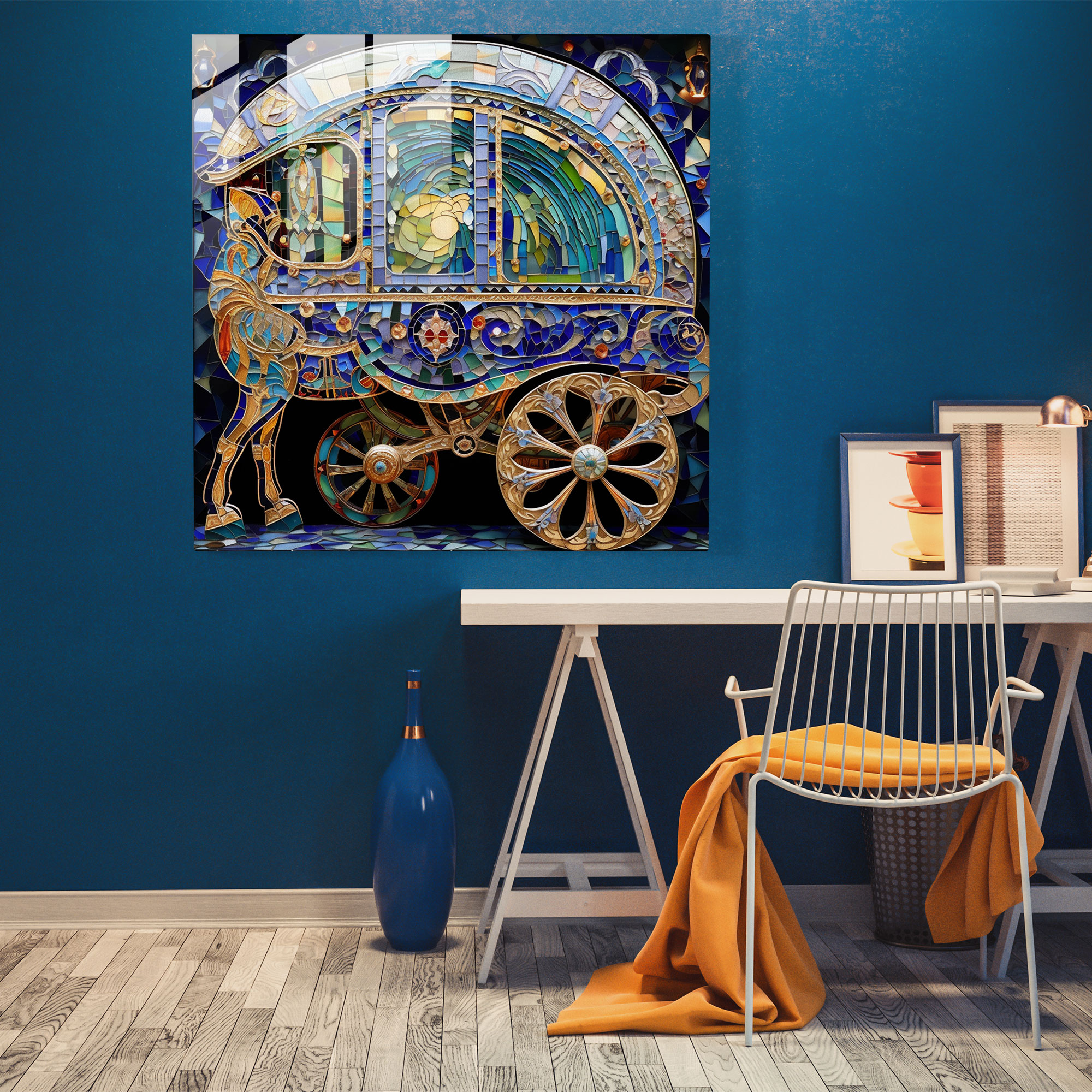 Majestic Caravan Glass Print - Caravan, Wall Decoration, Modern Art, Home Decoration