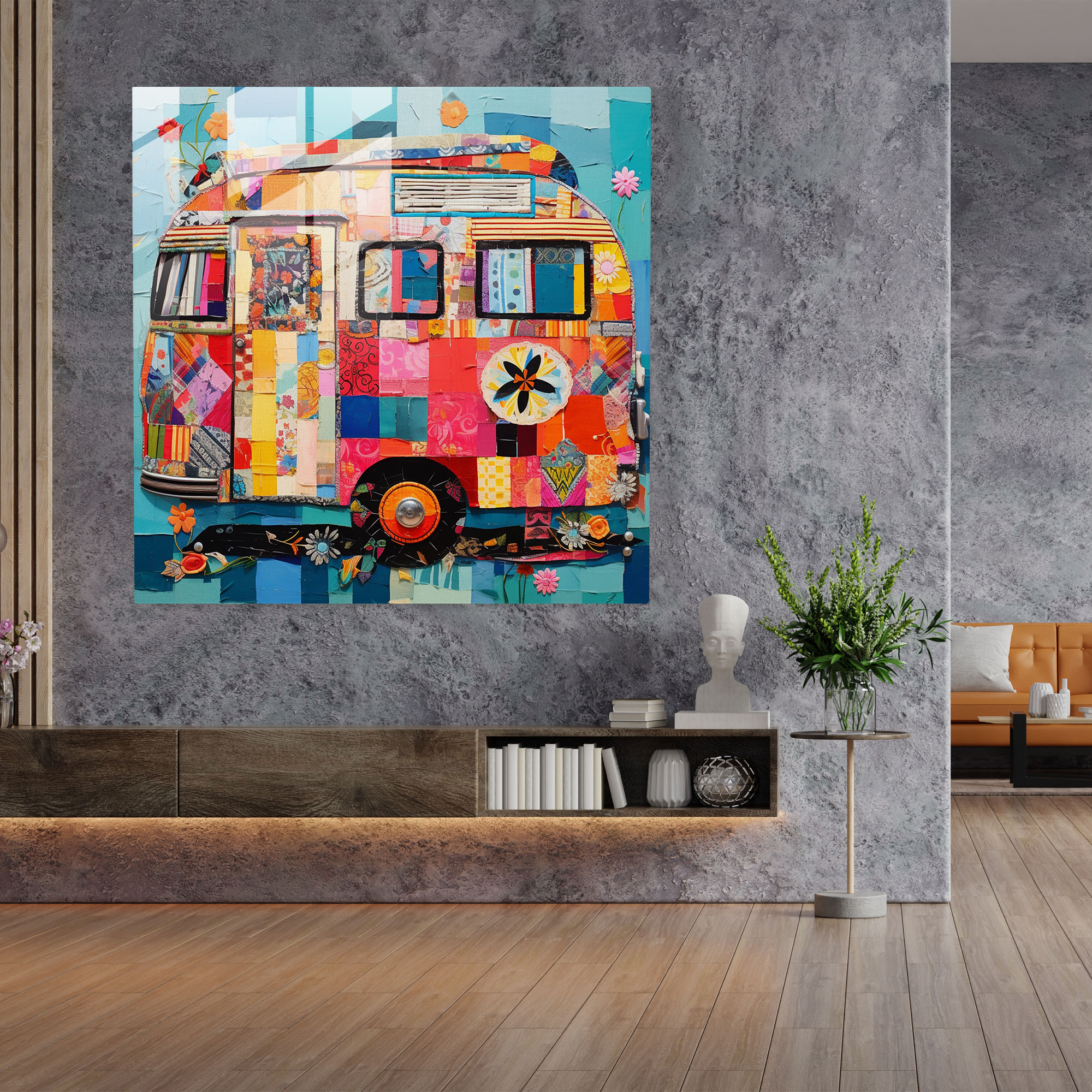 Unity Caravan Glass Print - Caravan, Glass Art, Home Decoration, Wall Decoration