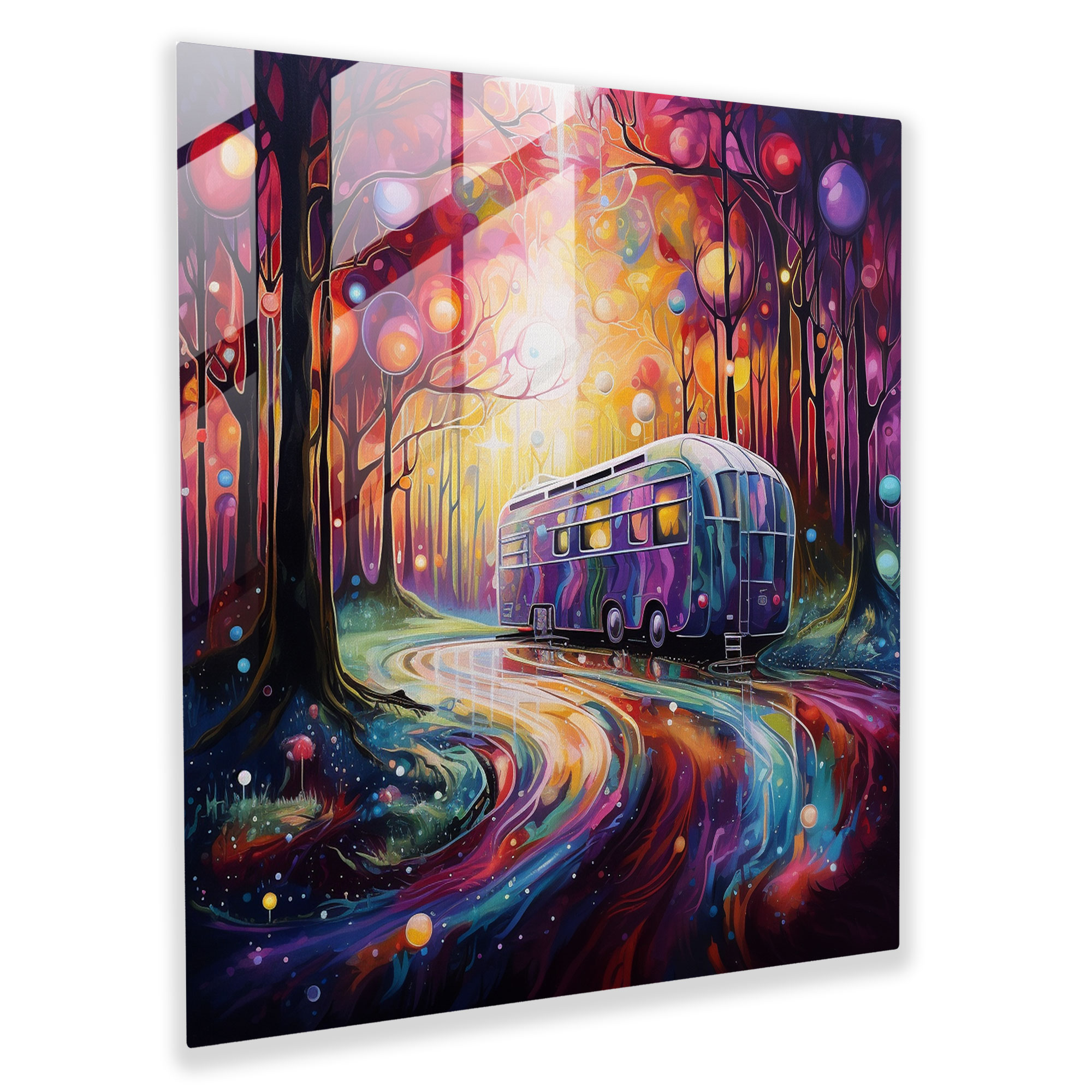 Glass Print - Mystical Forest Caravan - Caravan, Glass Art, Glass Print, Abstract Painting