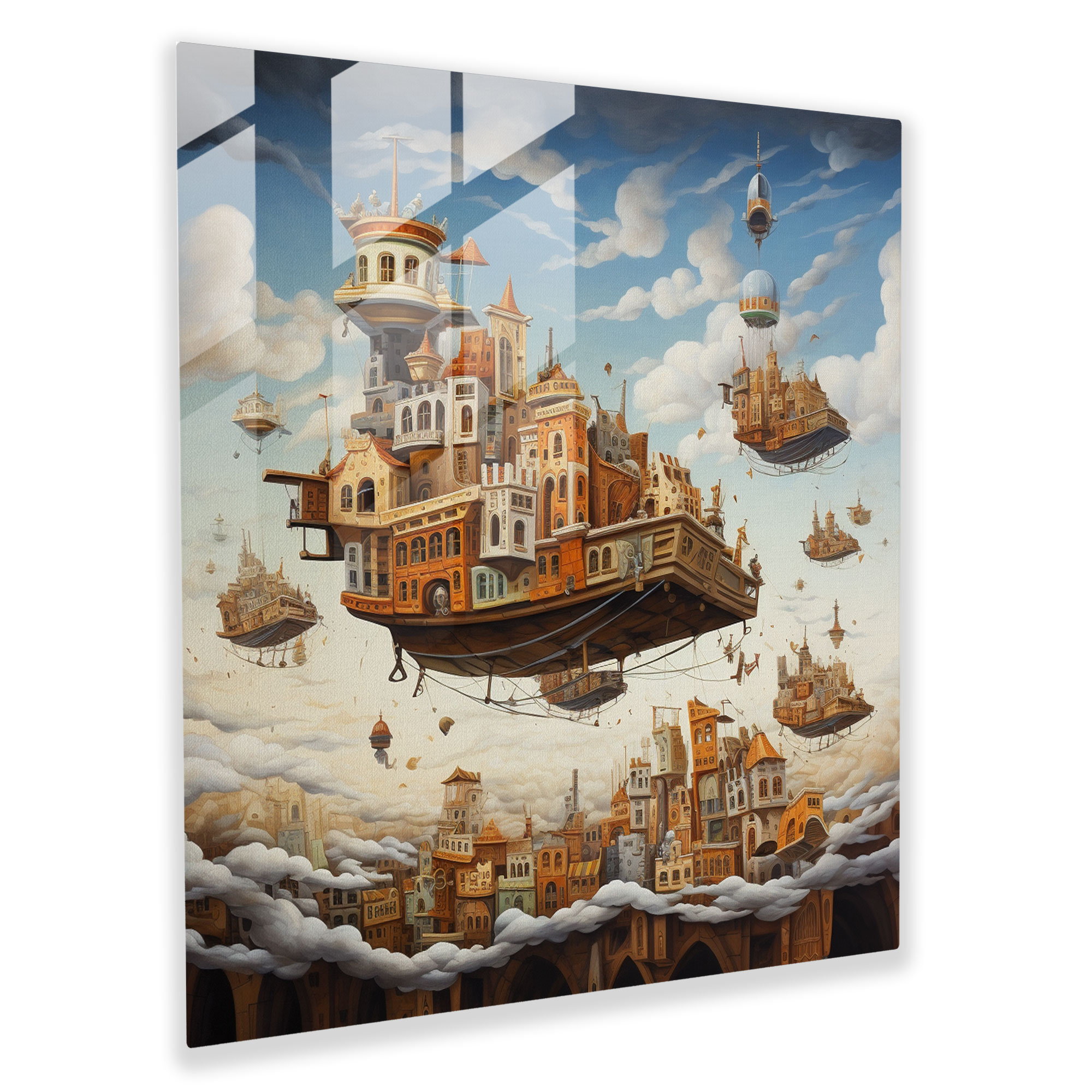Glass Print - Floating Boats Caravan - Caravan, Imaginative, Modern Art, Wall Decoration