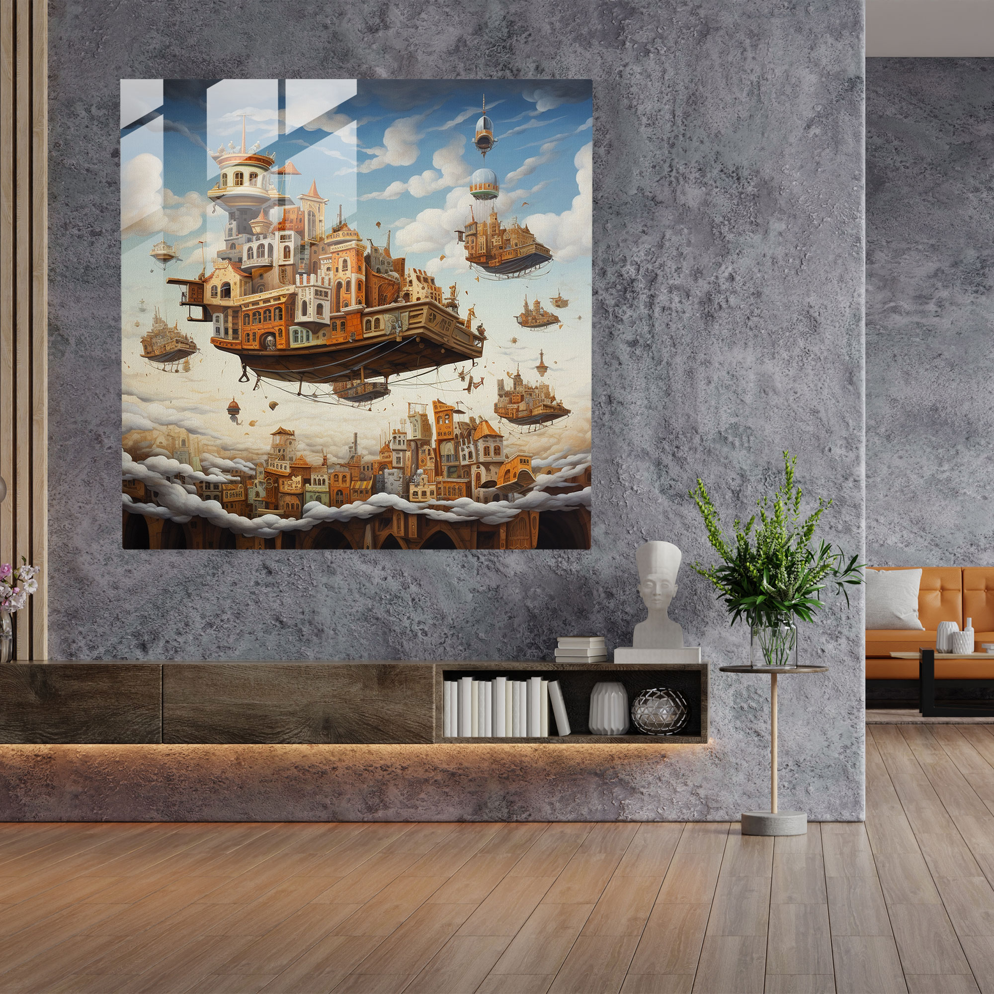 Glass Print - Floating Boats Caravan - Caravan, Imaginative, Modern Art, Wall Decoration