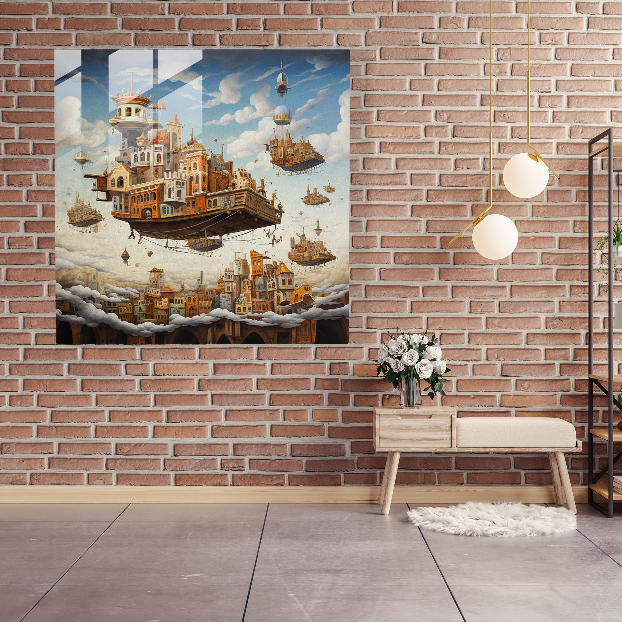 Glass Print - Floating Boats Caravan - Caravan, Imaginative, Modern Art, Wall Decoration
