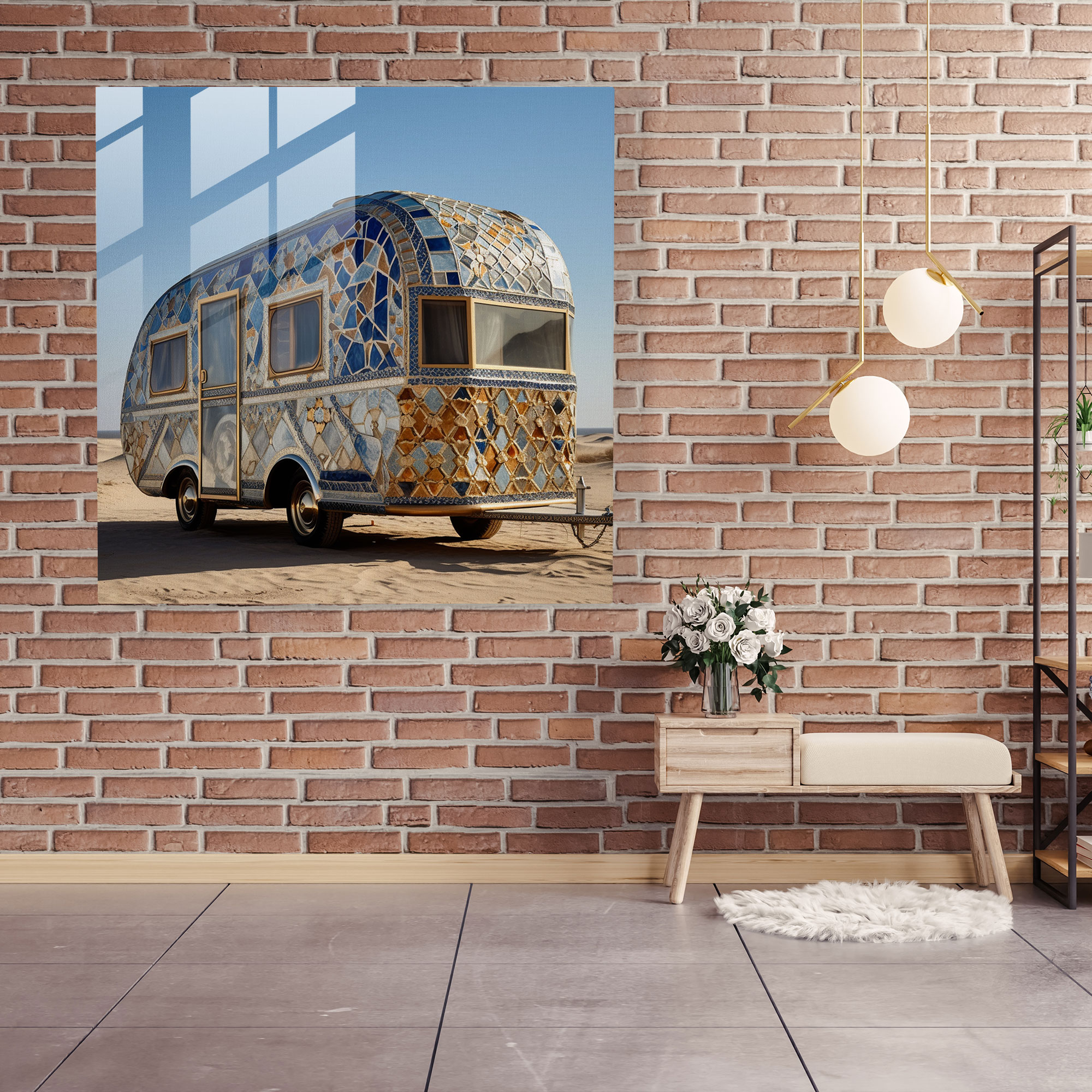 Glass Print - Moroccan Mosaic Caravan - Caravan, Wall Decoration, Glass Wall Art, Modern Art