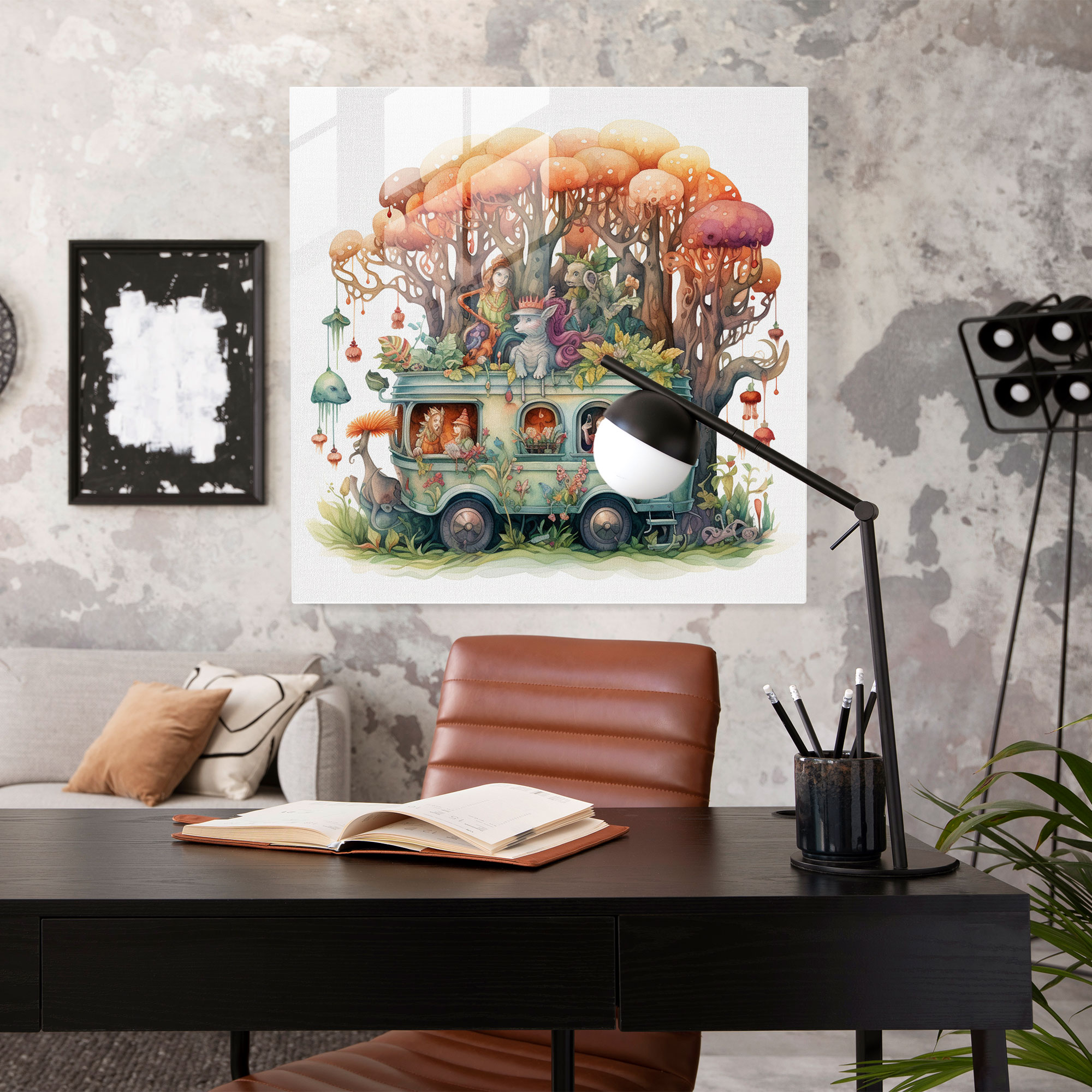 Magical Caravan Glass Print - Caravan, Caravan, Home Decoration, Wonder