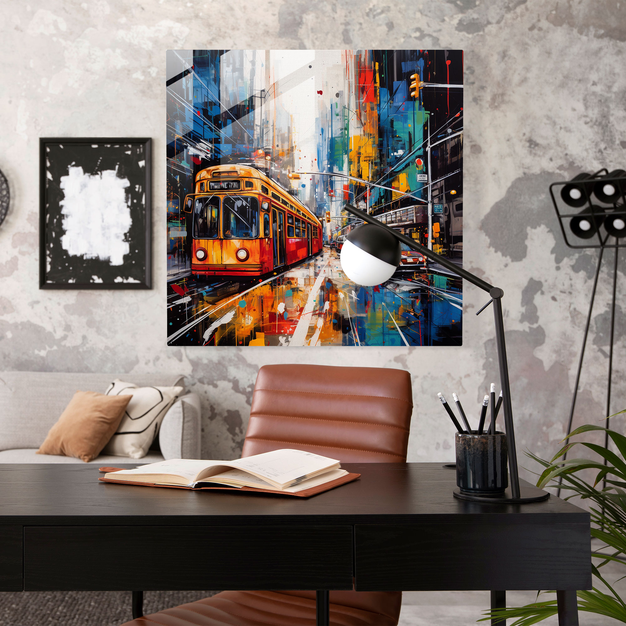 Urban Glass Print: Dynamic Graffiti Glass Wall Art