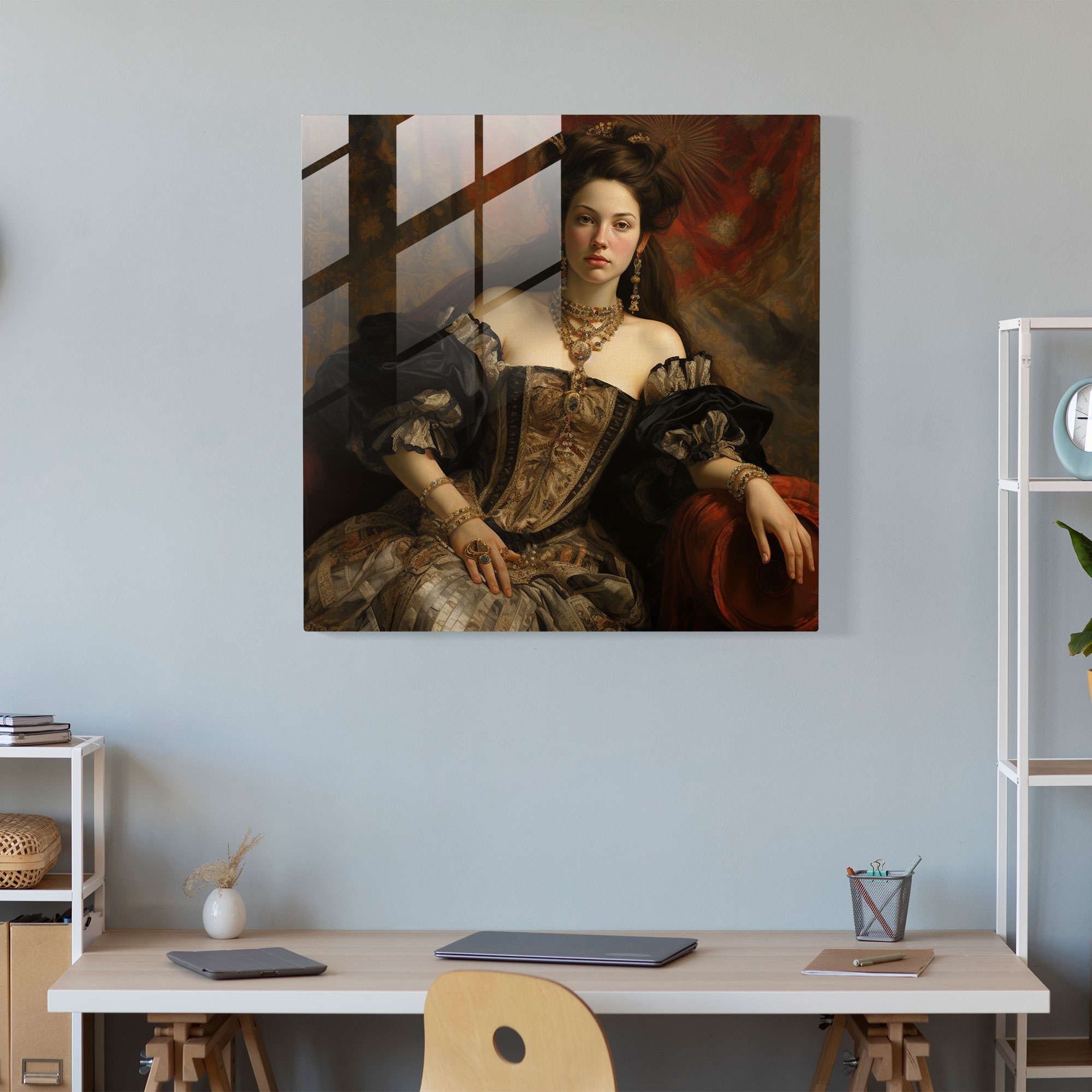 Regal Glass Print - Renaissance-Inspired Artwork for Classic Home Decor