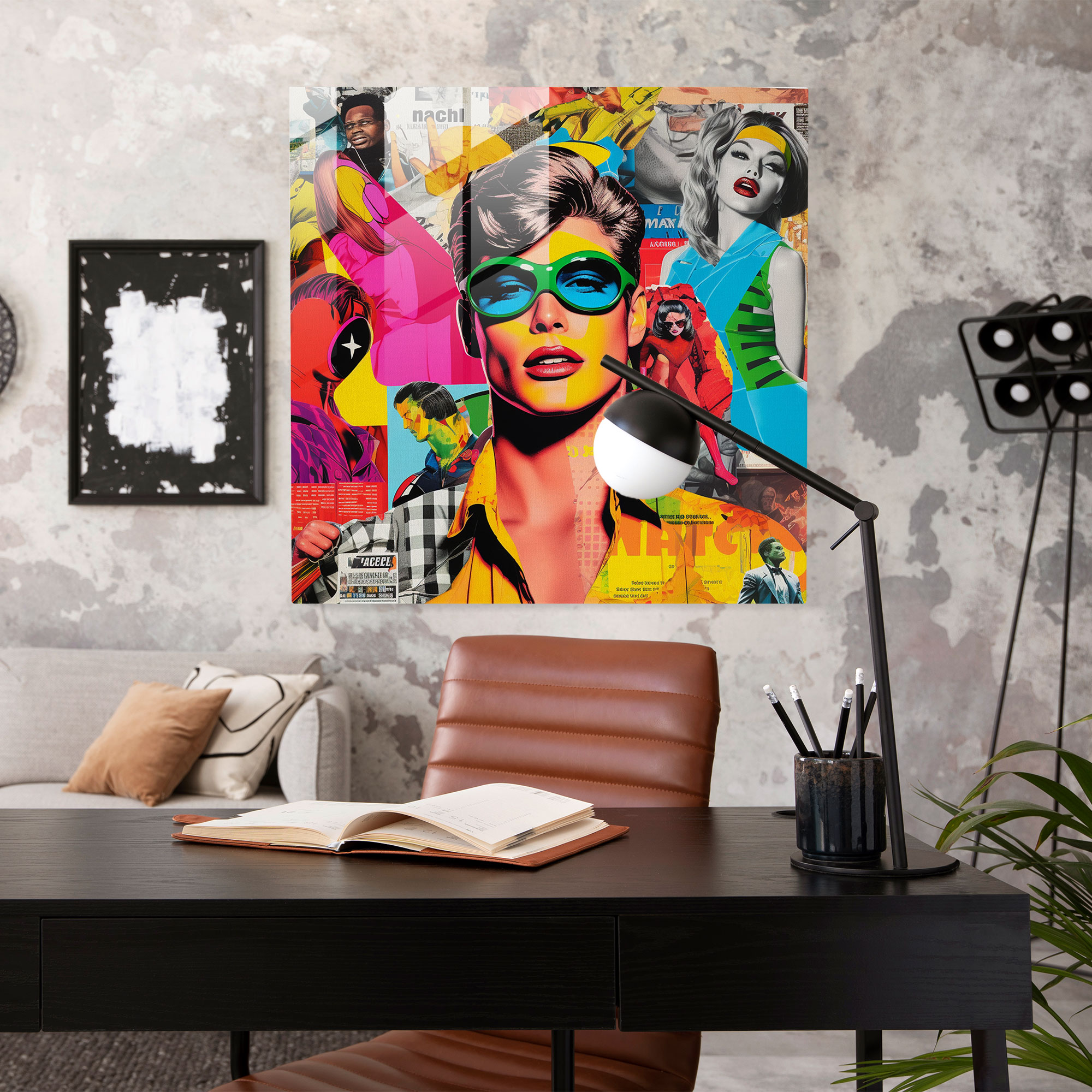 Colorful Explosion Glass Print - Pop Art Collage Glass Wall Art - Home Decoration