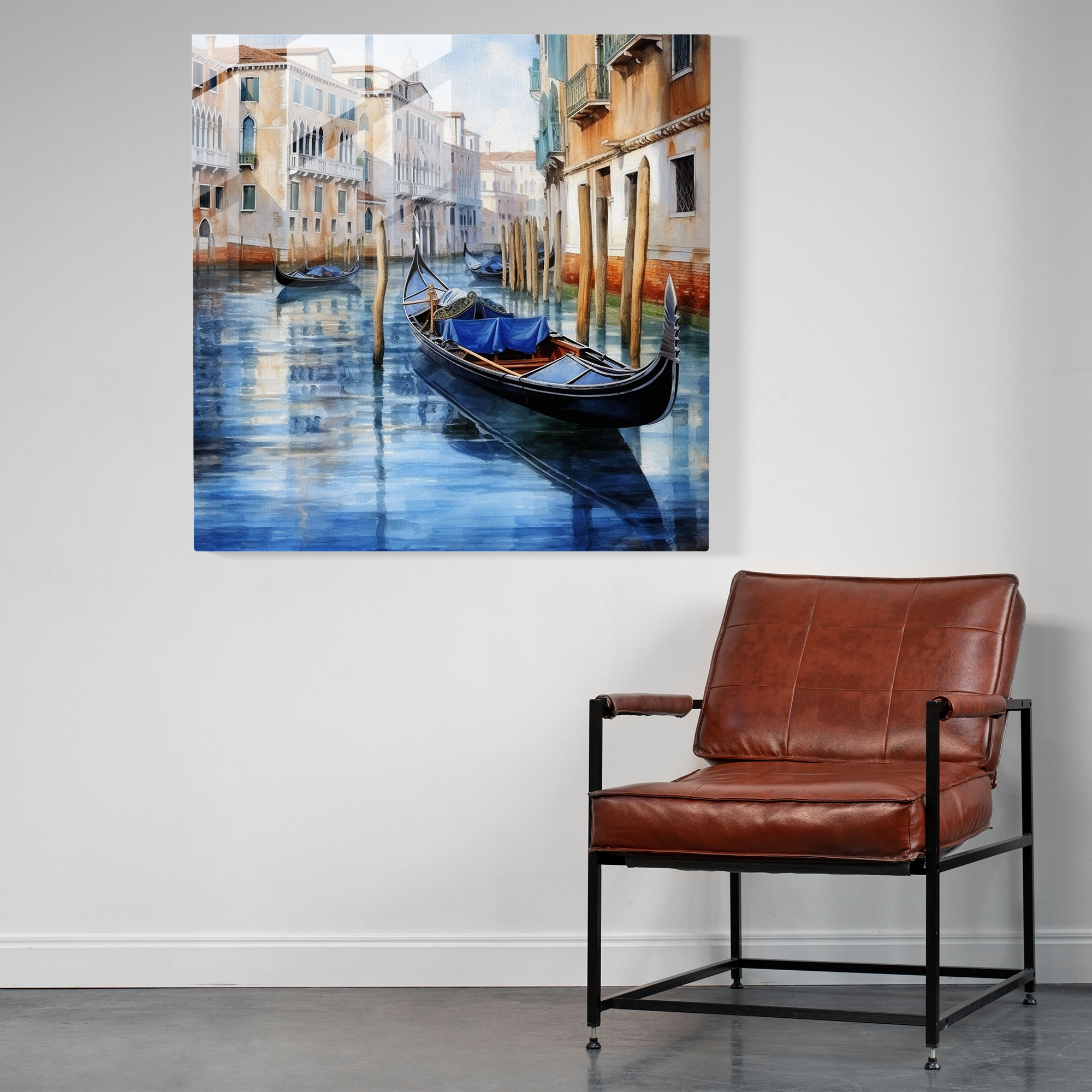 Venezianische Kanalreflexionen - Handgefertigte Glaswandkunst Dekor