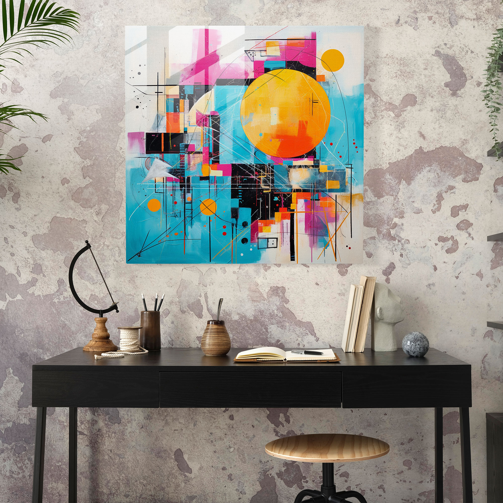 Glasbild Abstrakte Farbexplosion