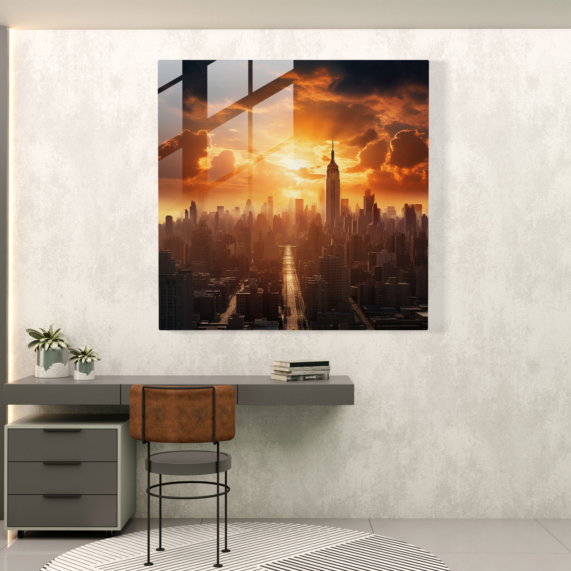 Spectacular Cityscape Glass Print - Urban Inspired Glass Wall Art