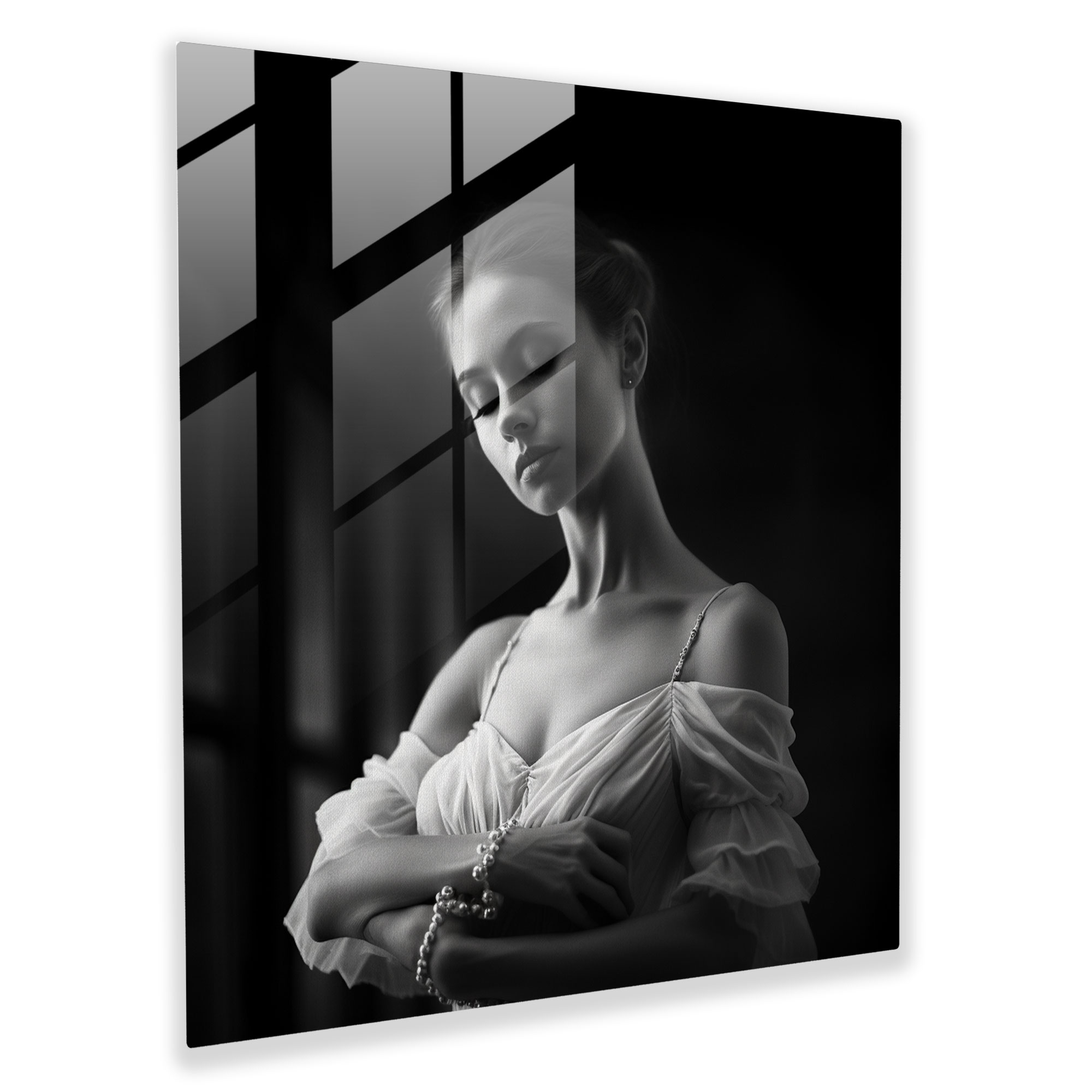 Timeless Ballerina Glass Print - Monochrome Glass Wall Art