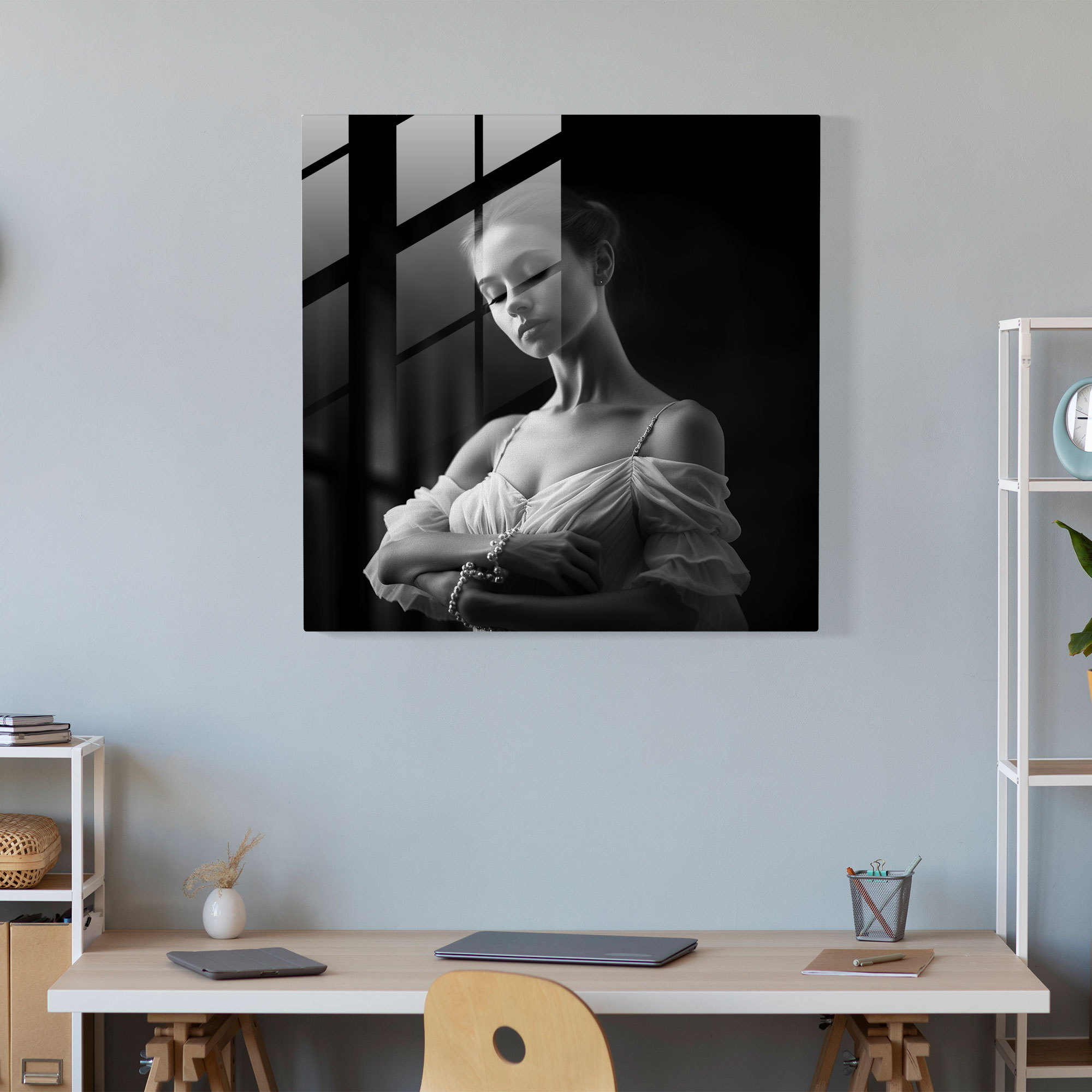 Timeless Ballerina Glass Print - Monochrome Glass Wall Art