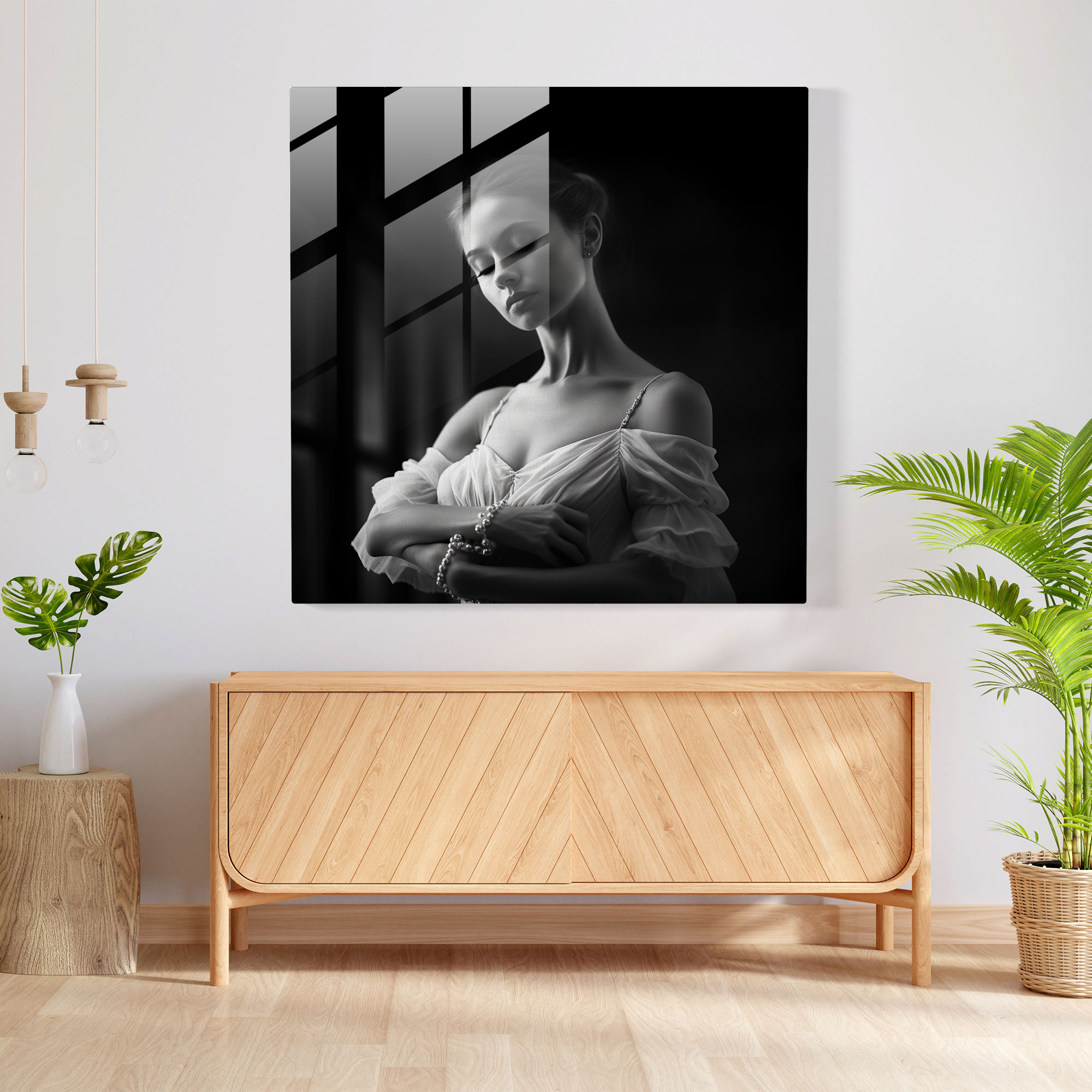 Timeless Ballerina Glass Print - Monochrome Glass Wall Art