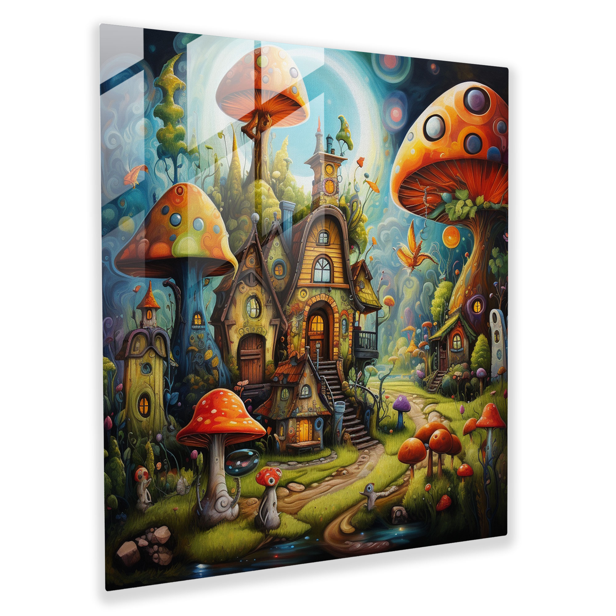 Glasbild Träumerische Fantasien - Verspielte Glas-Wandkunst