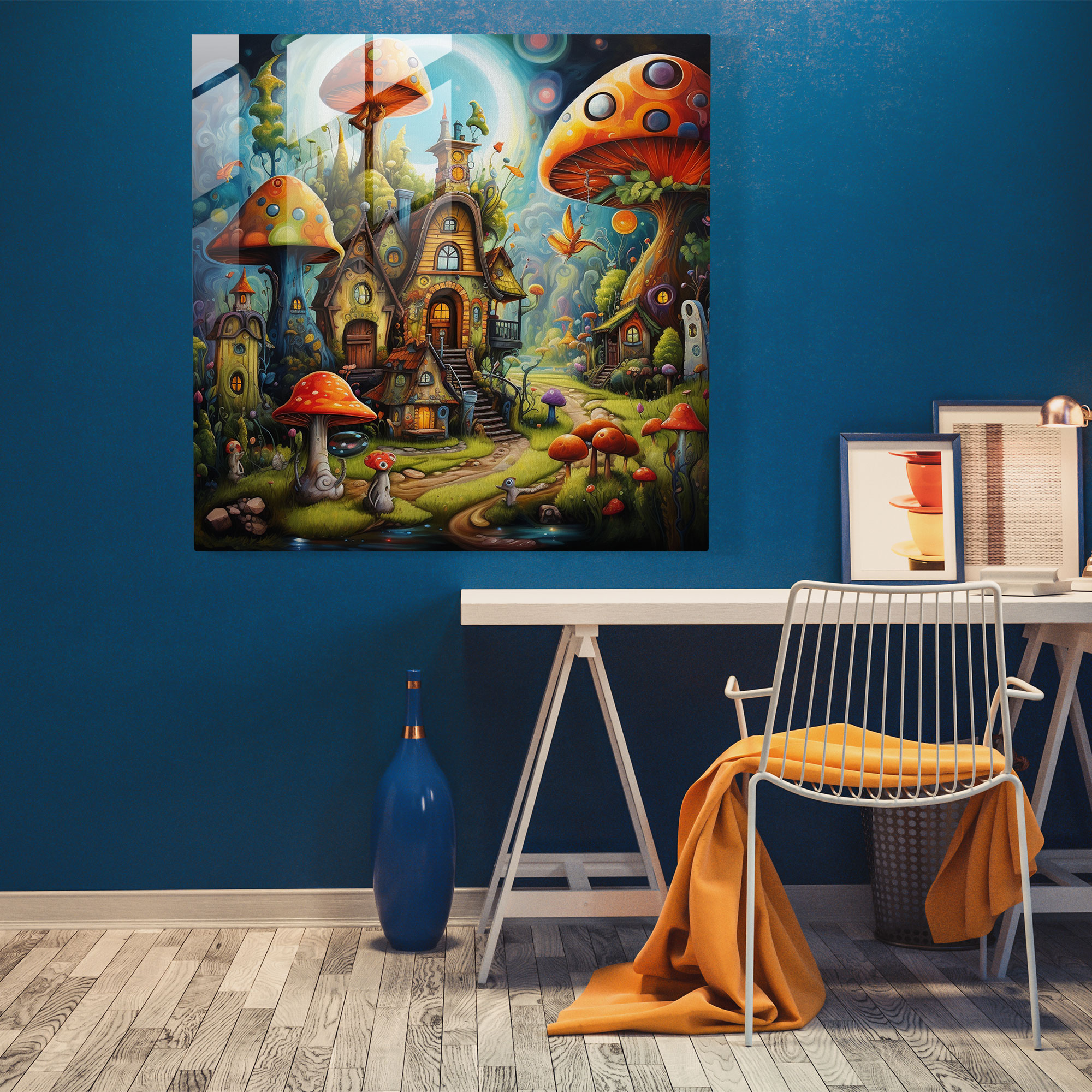 Glasbild Träumerische Fantasien - Verspielte Glas-Wandkunst