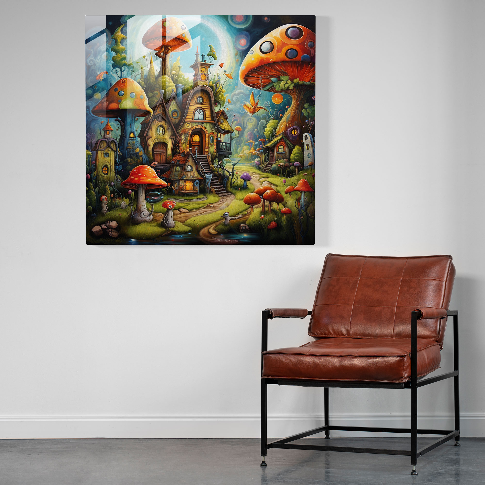 Glasbild Träumerische Fantasien - Verspielte Glas-Wandkunst