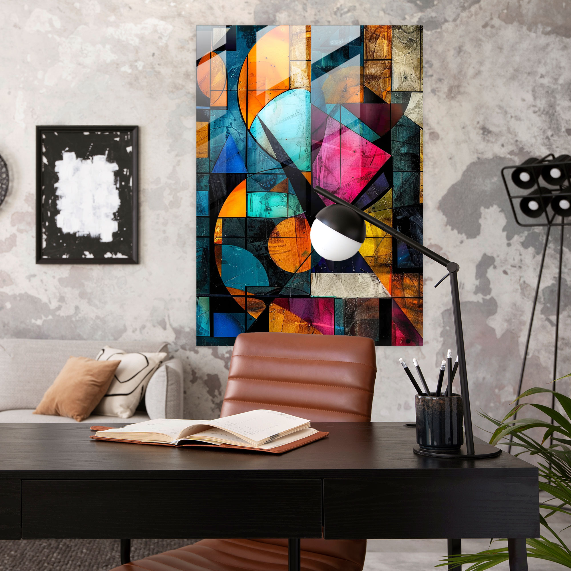Cubism Geometric Vibrant Glass Print - Cubism, Glass Art, Cubism, Glass Print