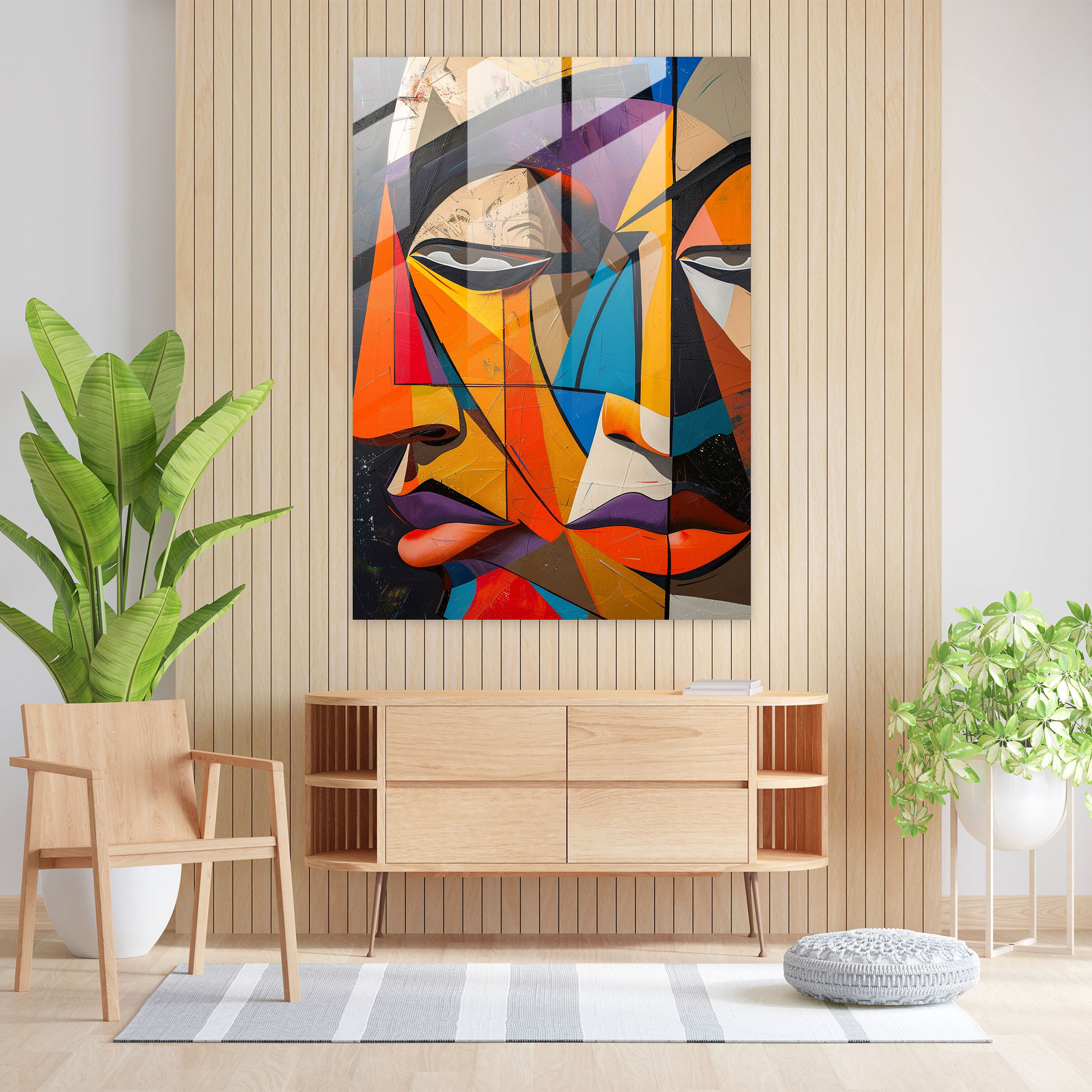 Bold Lines Cubism Wall Decoration - Cubism, Glass Print, Glass Wall Art, Wall Decoration