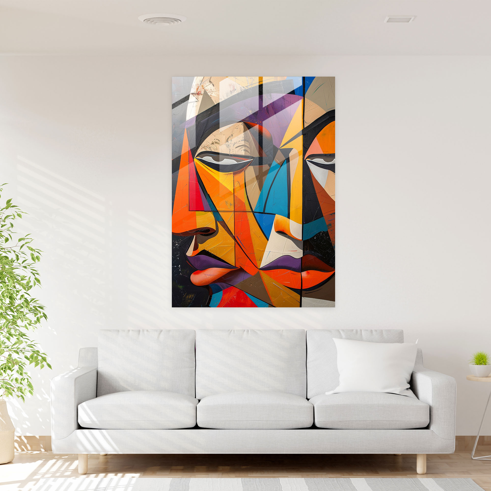 Bold Lines Cubism Wall Decoration - Cubism, Glass Print, Glass Wall Art, Wall Decoration