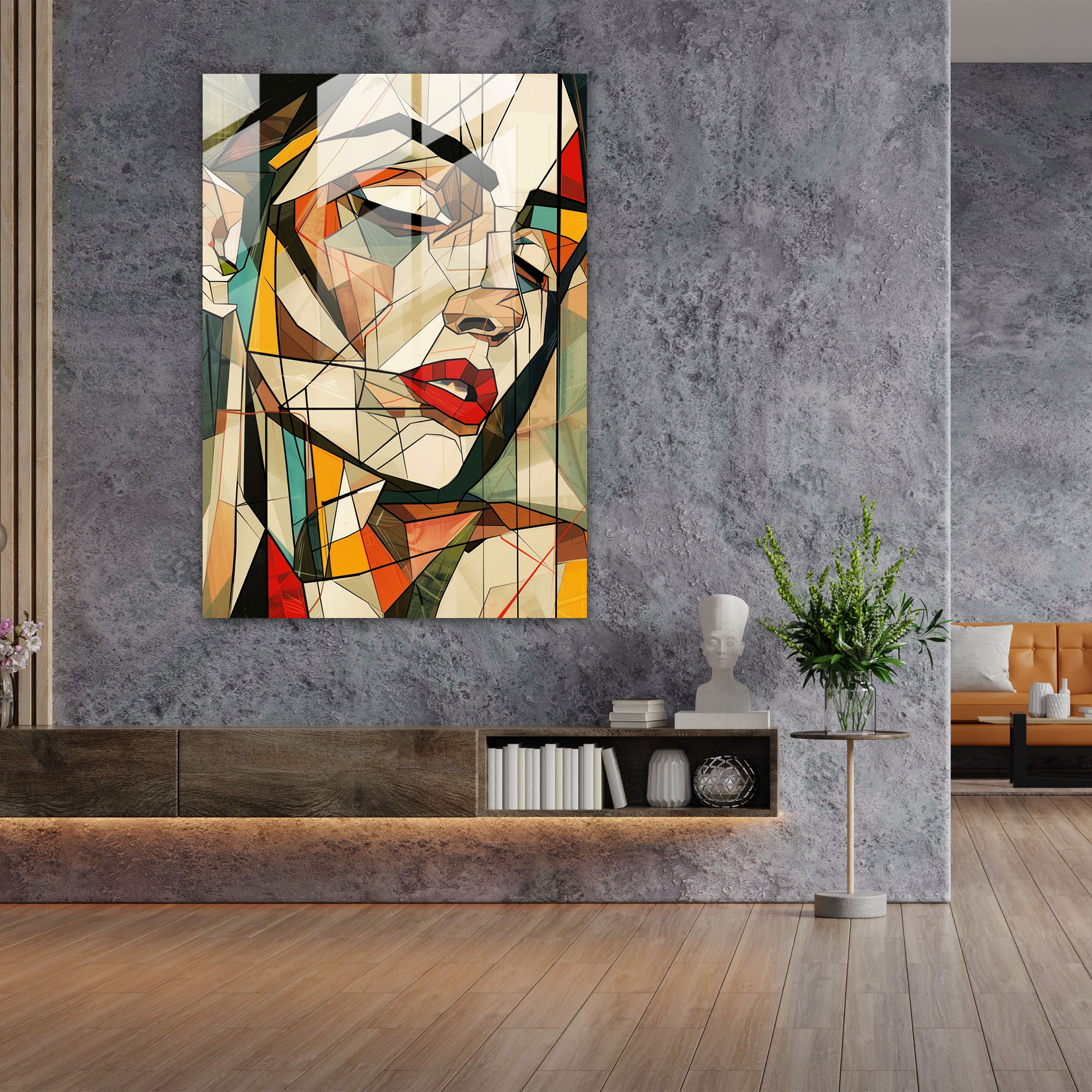 Distorted Features Cubism Modern Art - Cubism, Home Decoration, Glass Art, Cubism