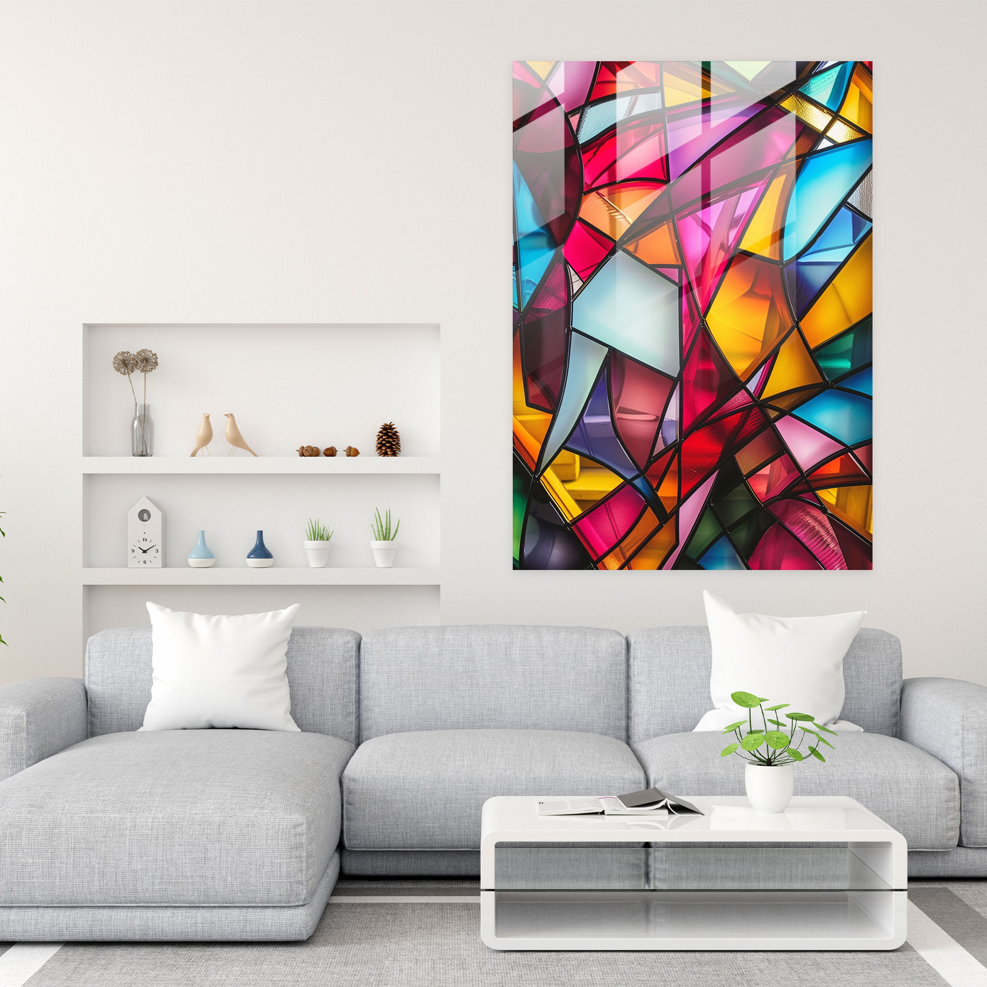 Dynamic Lines Cubism Glass Art - Cubism, Modern Art, Glass Print, Cubism