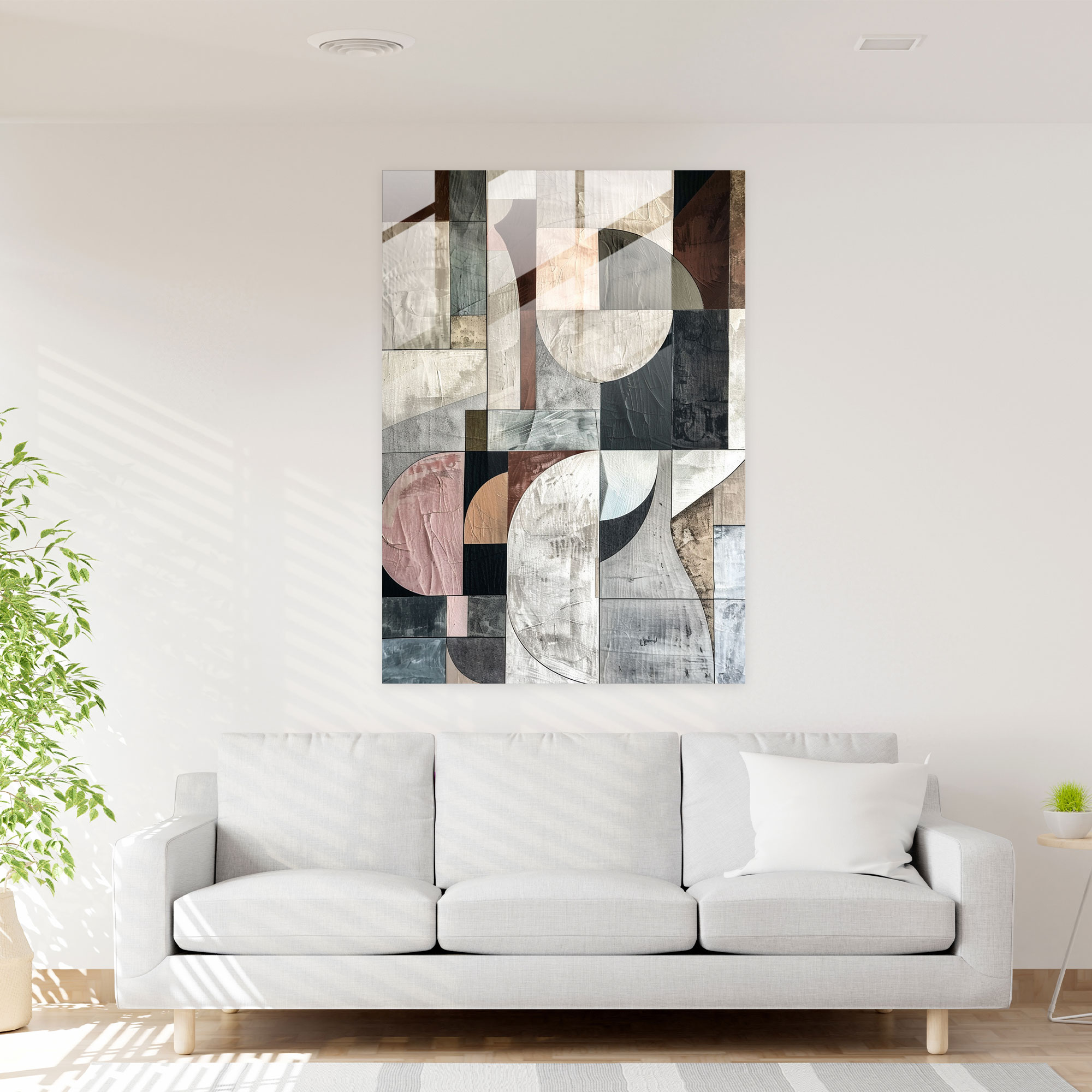 Muted Tones Cubism Wall Decoration - Cubism, Glass Wall Art, Modern Art, Wall Decoration