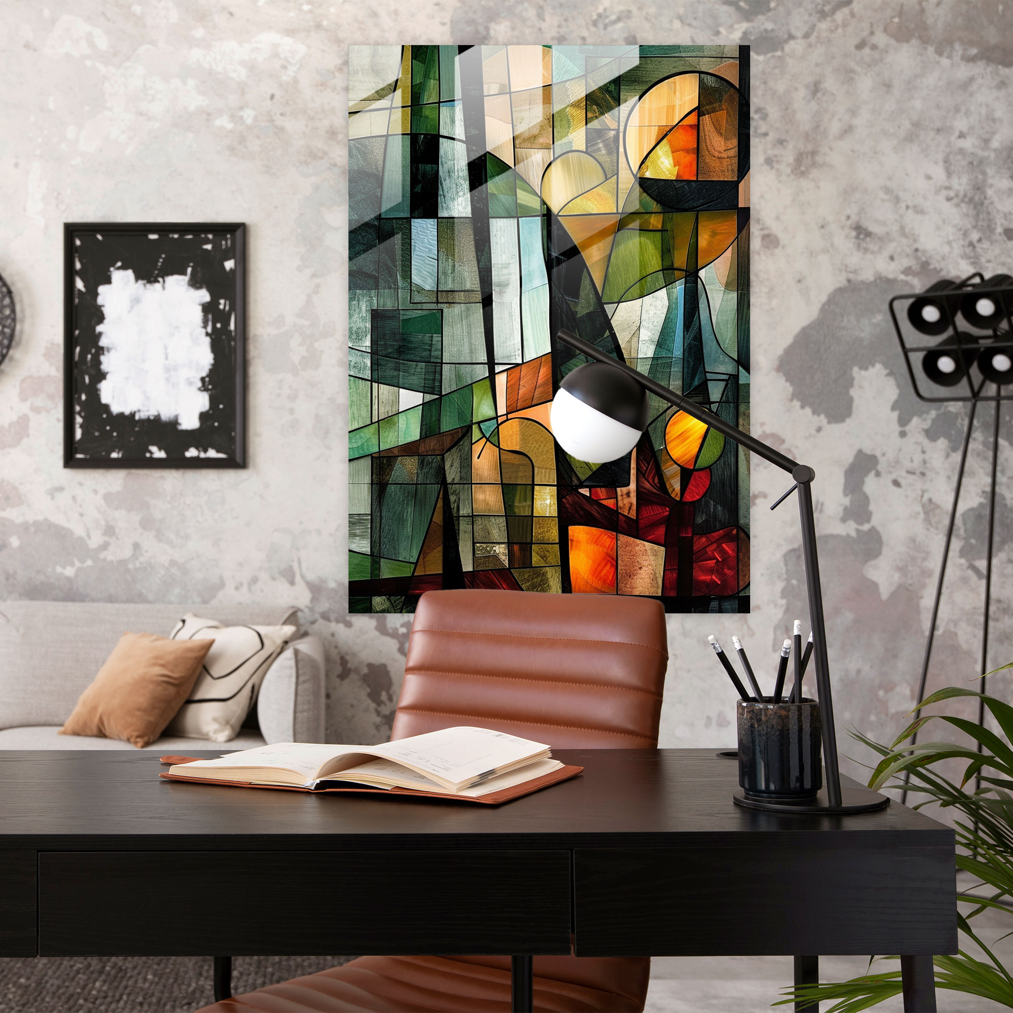Abstract Landscapes Cubism Glass Print - Cubism, Wall Decoration, Glass Print, Home Decoration