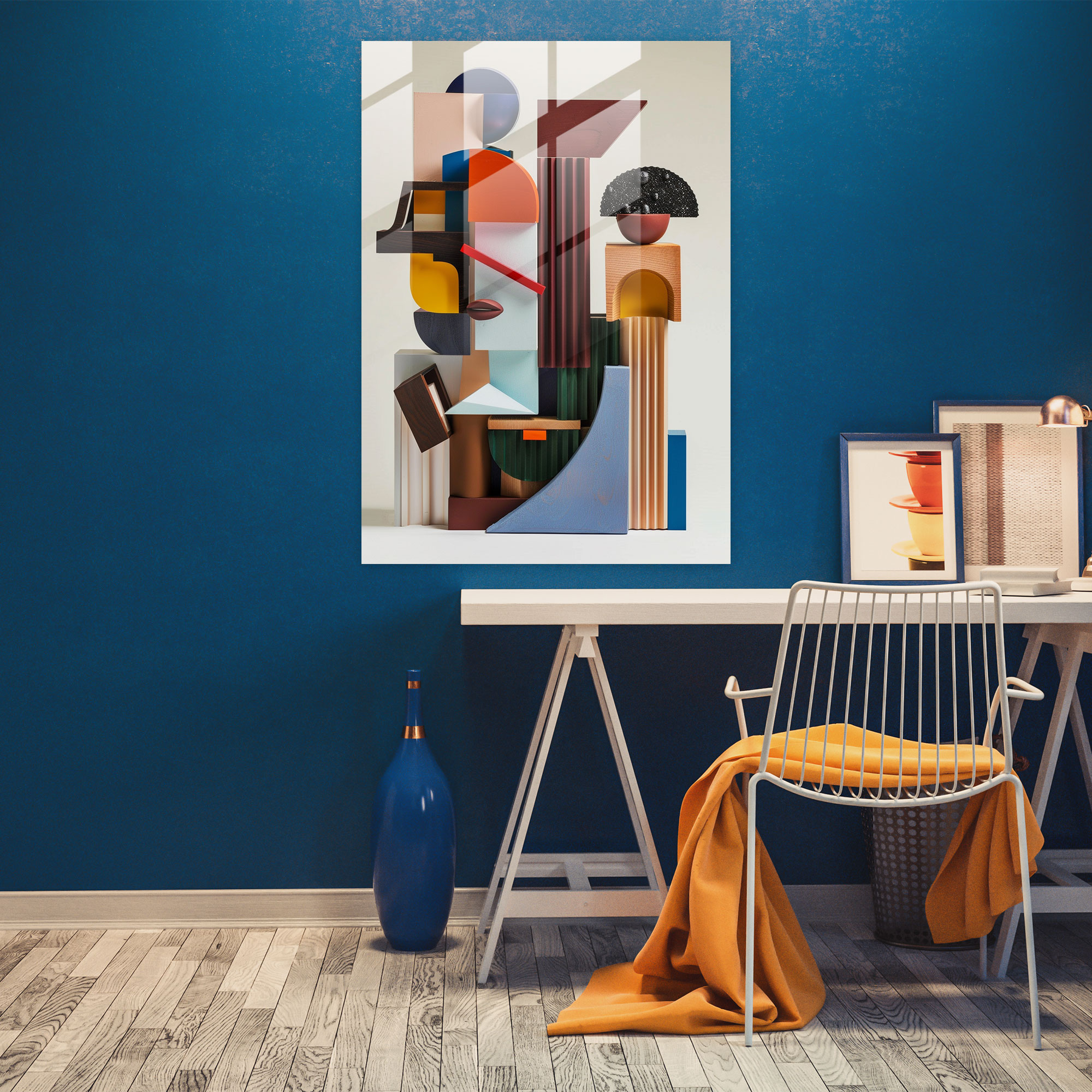 Bold Colors Cubism Home Decoration - Cubism, Glass Art, Glass Print, Home Decoration