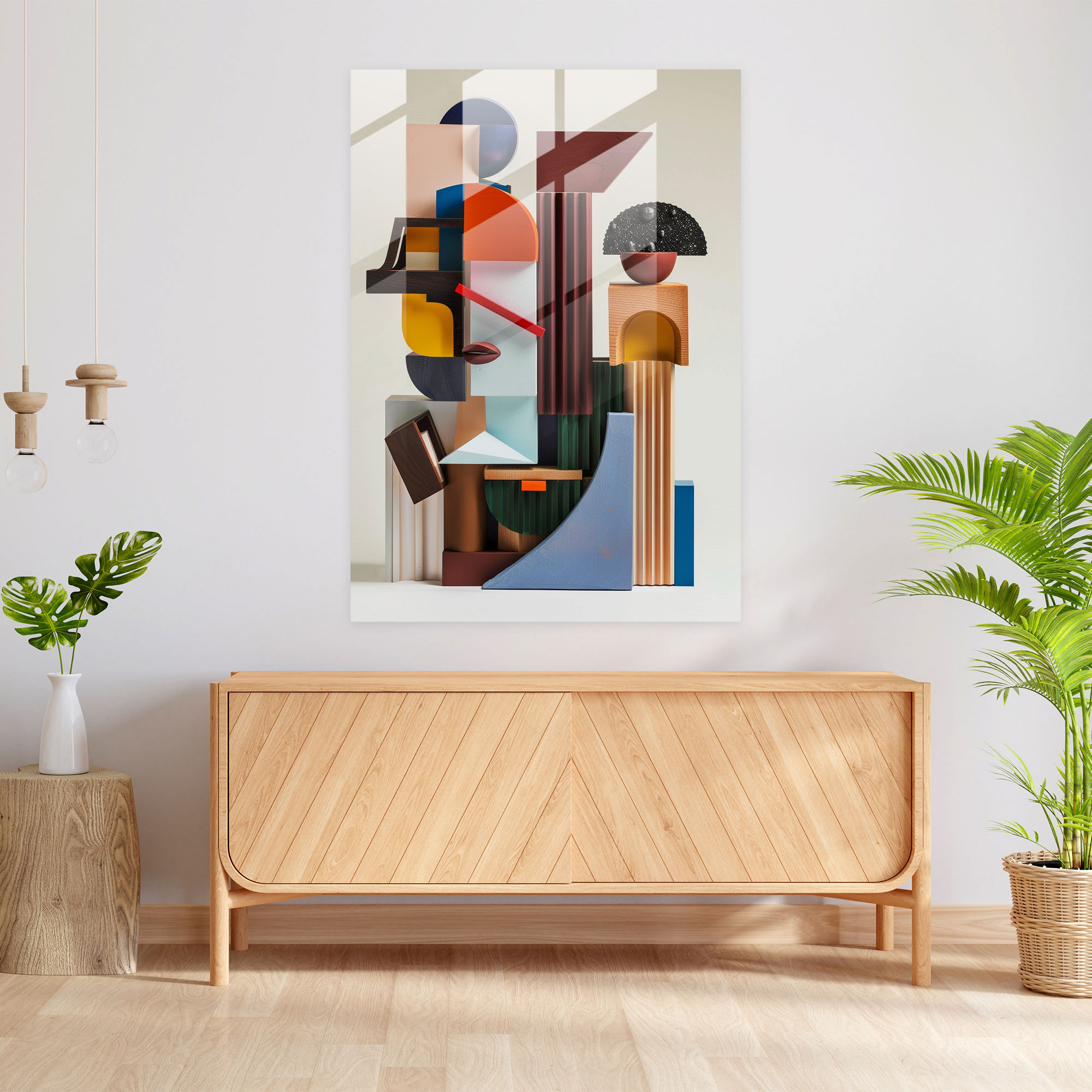 Bold Colors Cubism Home Decoration - Cubism, Glass Art, Glass Print, Home Decoration
