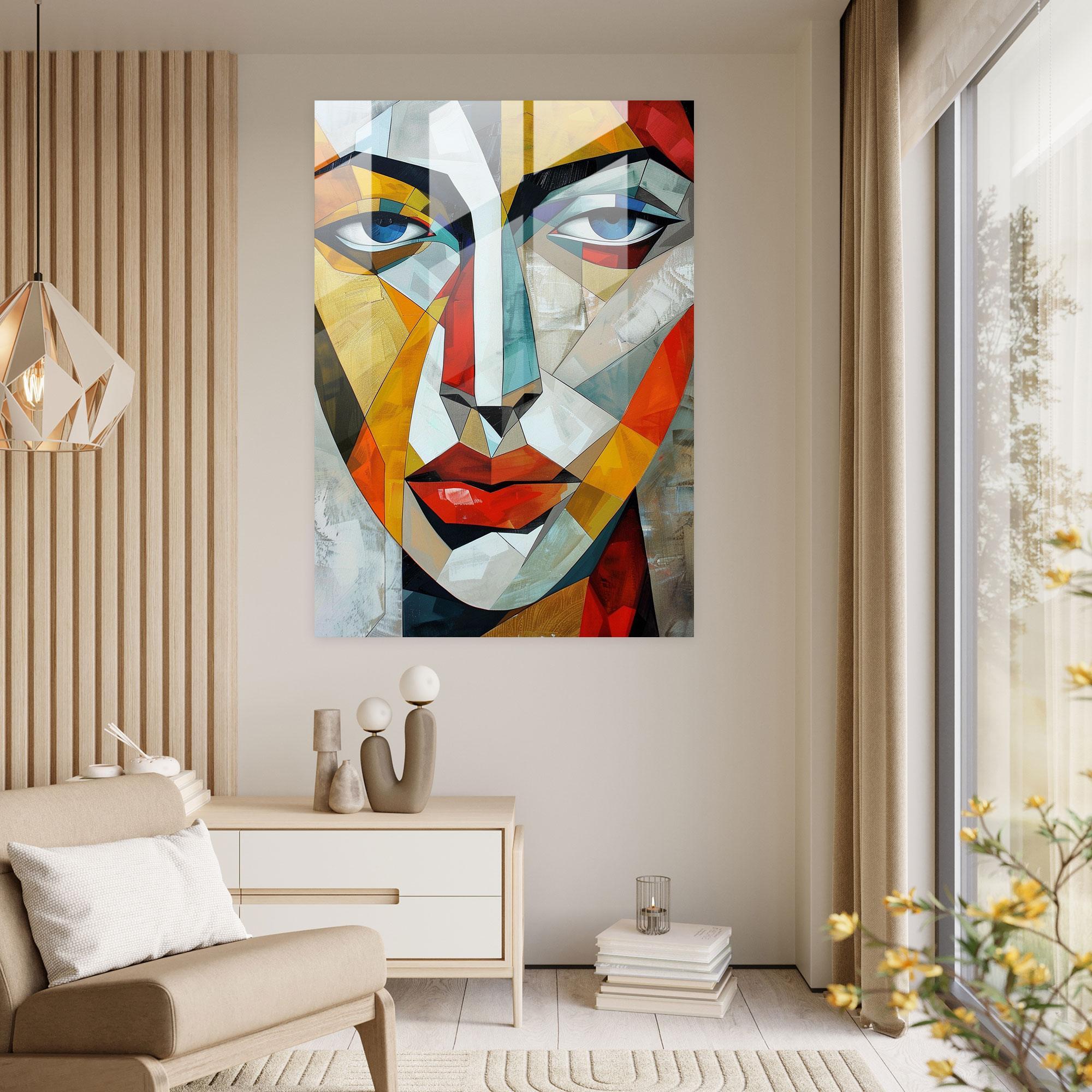 Overlapping Shapes Cubism Modern Art - Cubism, Wall Decoration, Glass Wall Art, Glass Print