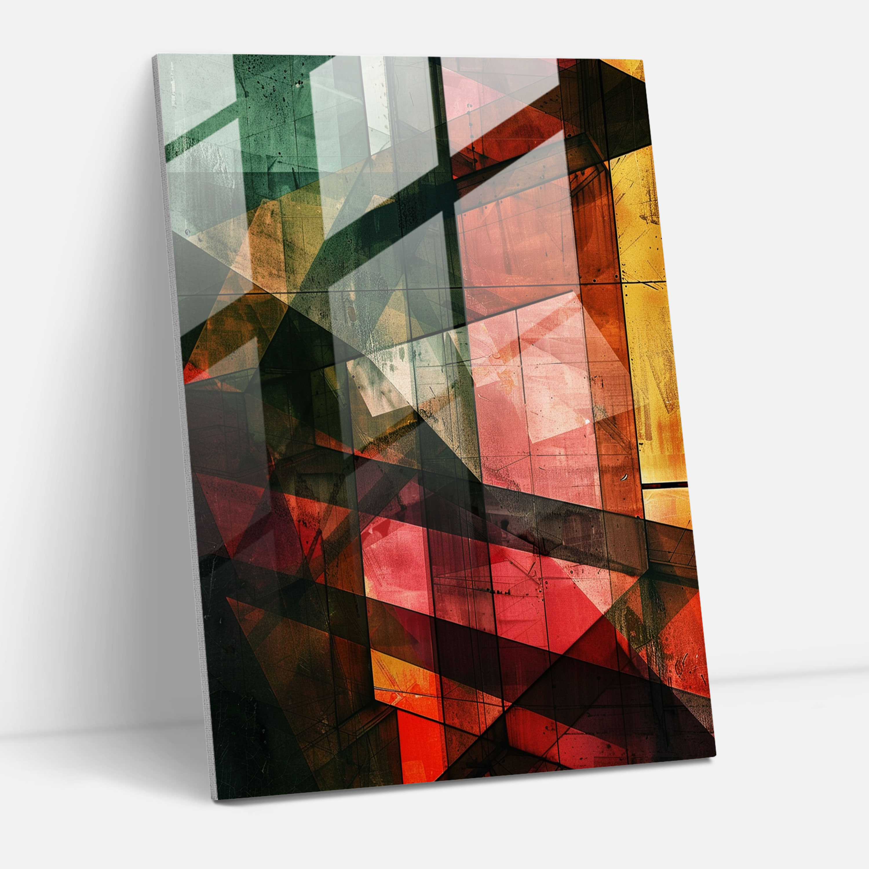 Cubism Glass Print Abstract Geometric Shapes Wall Art - Cubism, Abstract Geometric Shapes, Glass Print, Modern Art