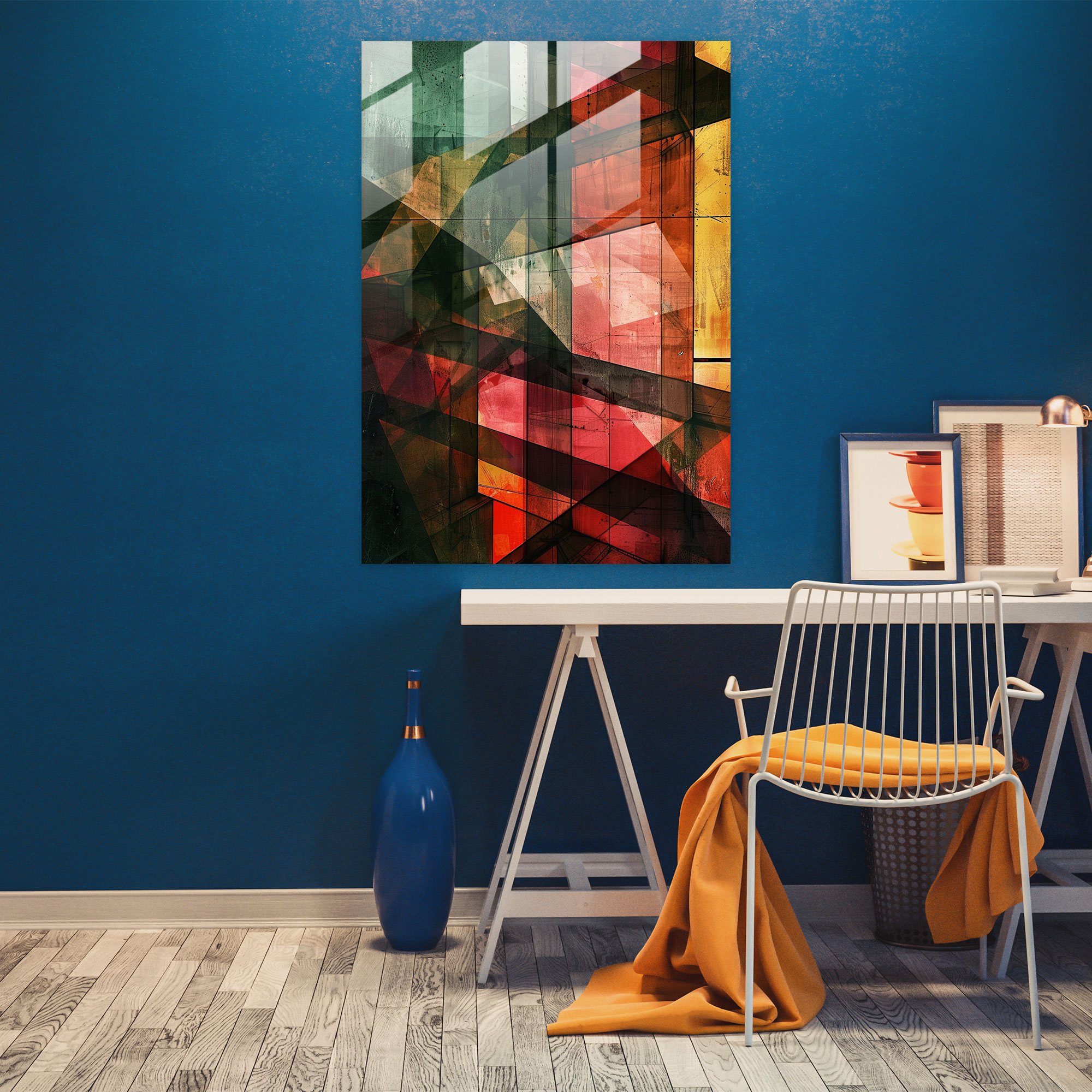 Cubism Glass Print Abstract Geometric Shapes Wall Art - Cubism, Abstract Geometric Shapes, Glass Print, Modern Art